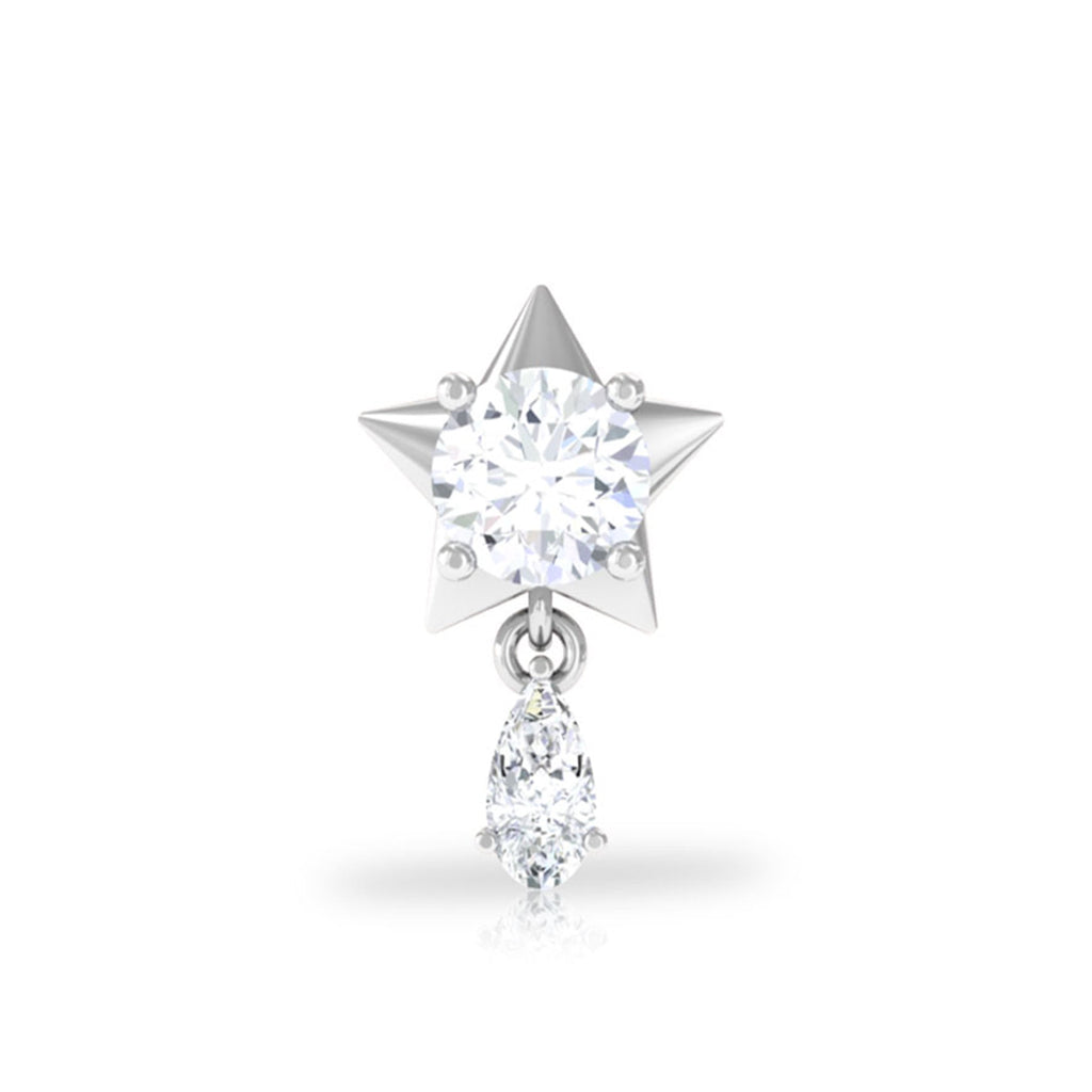 Unique Moissanite Star Drop Earring for Cartilage Piercing