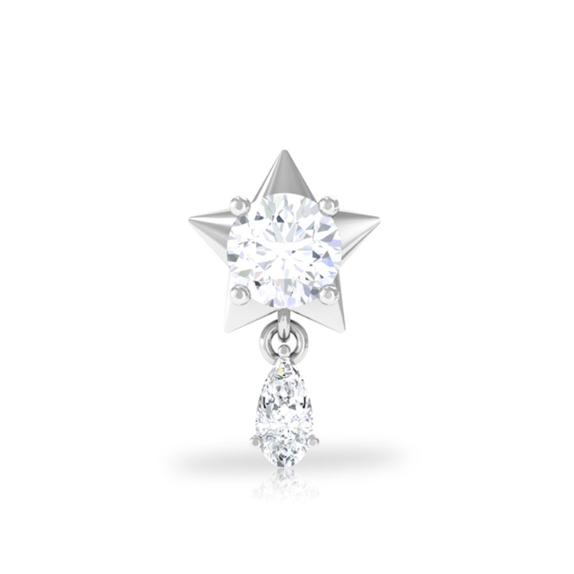 Unique Moissanite Star Drop Earring for Cartilage Piercing