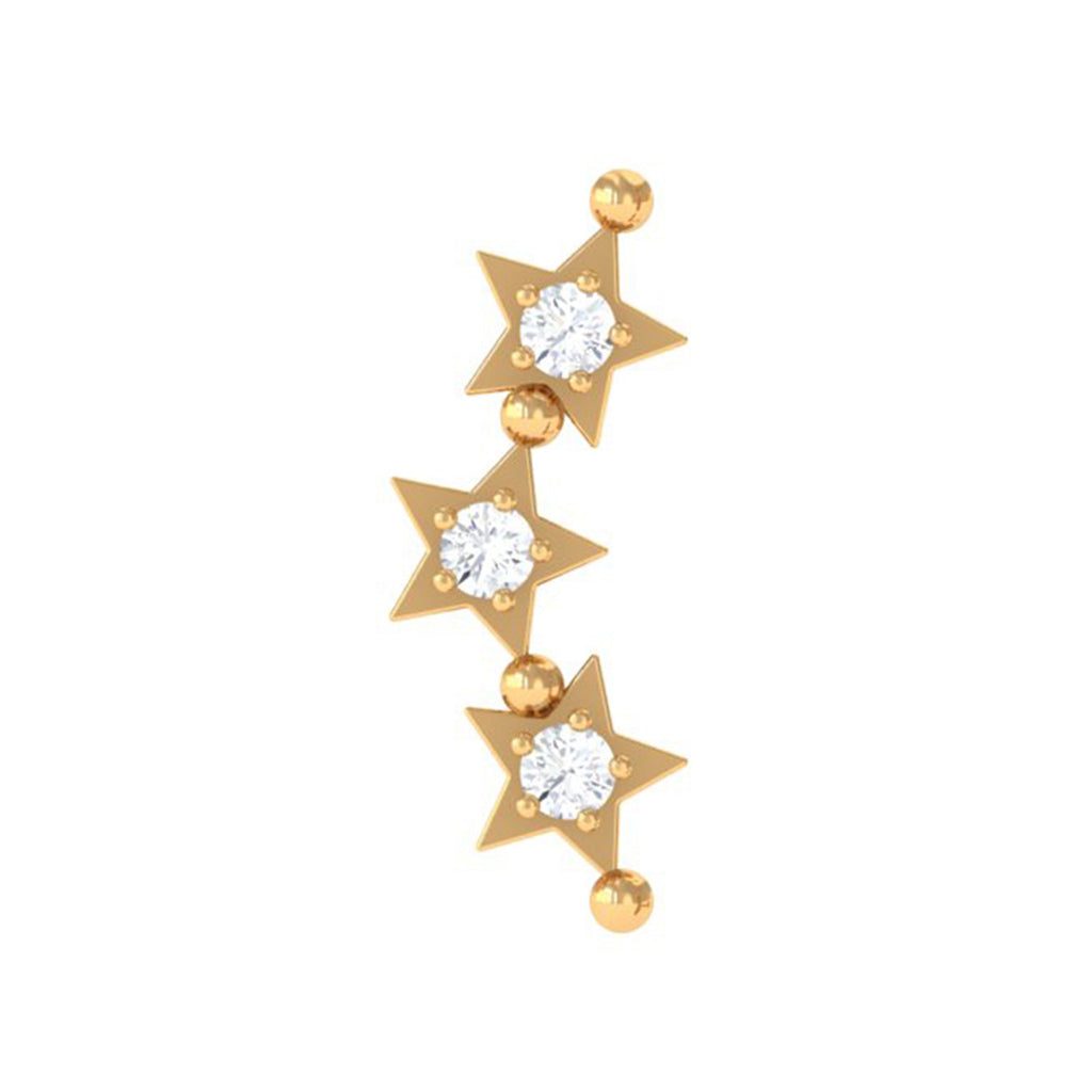 Moissanite Triple Star Ear Climber Earring