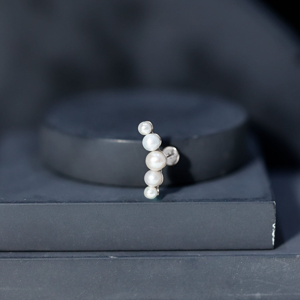 Round Freshwater Pearl Crawler Earring for Women