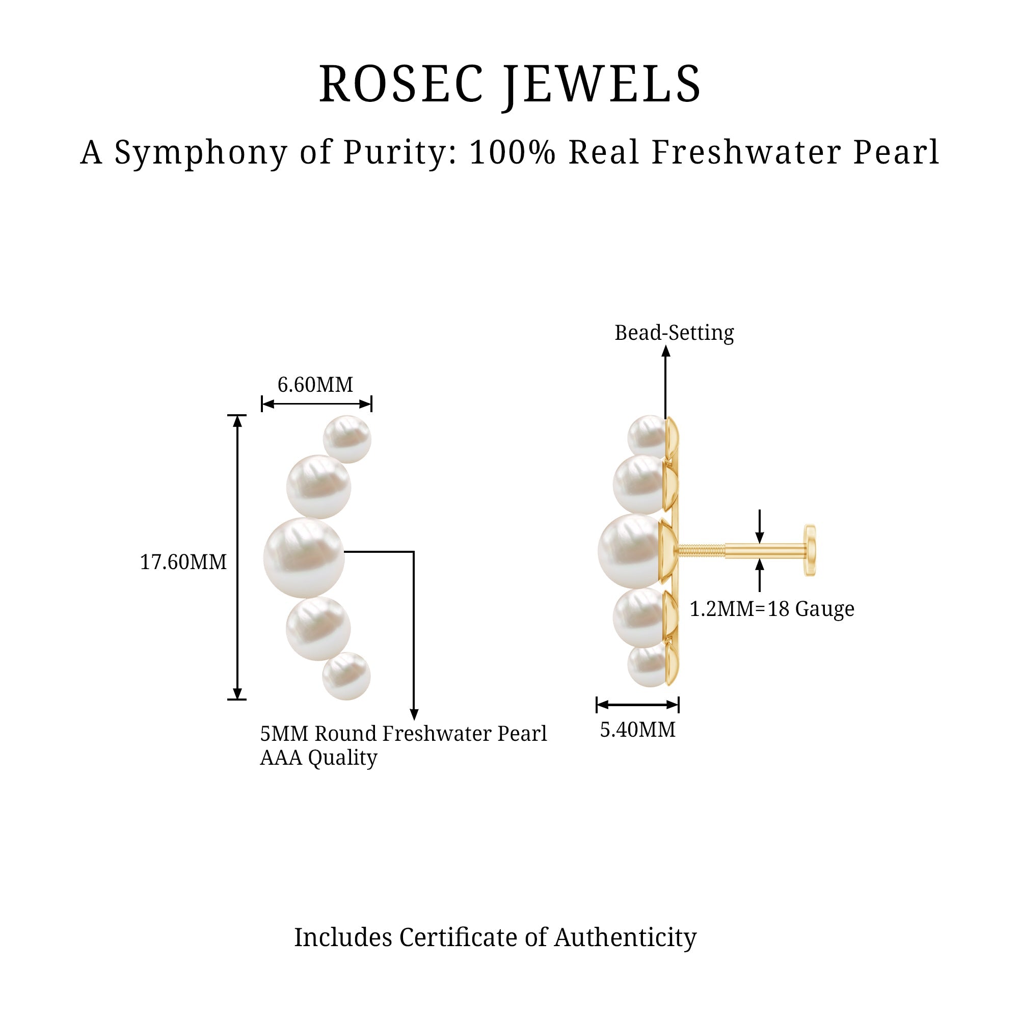 Round Freshwater Pearl Crawler Earring for Women
