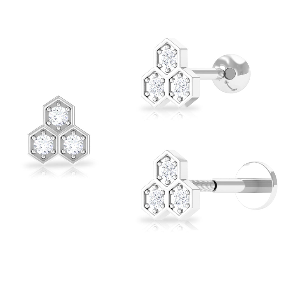Dainty Diamond Geometric Helix Earring