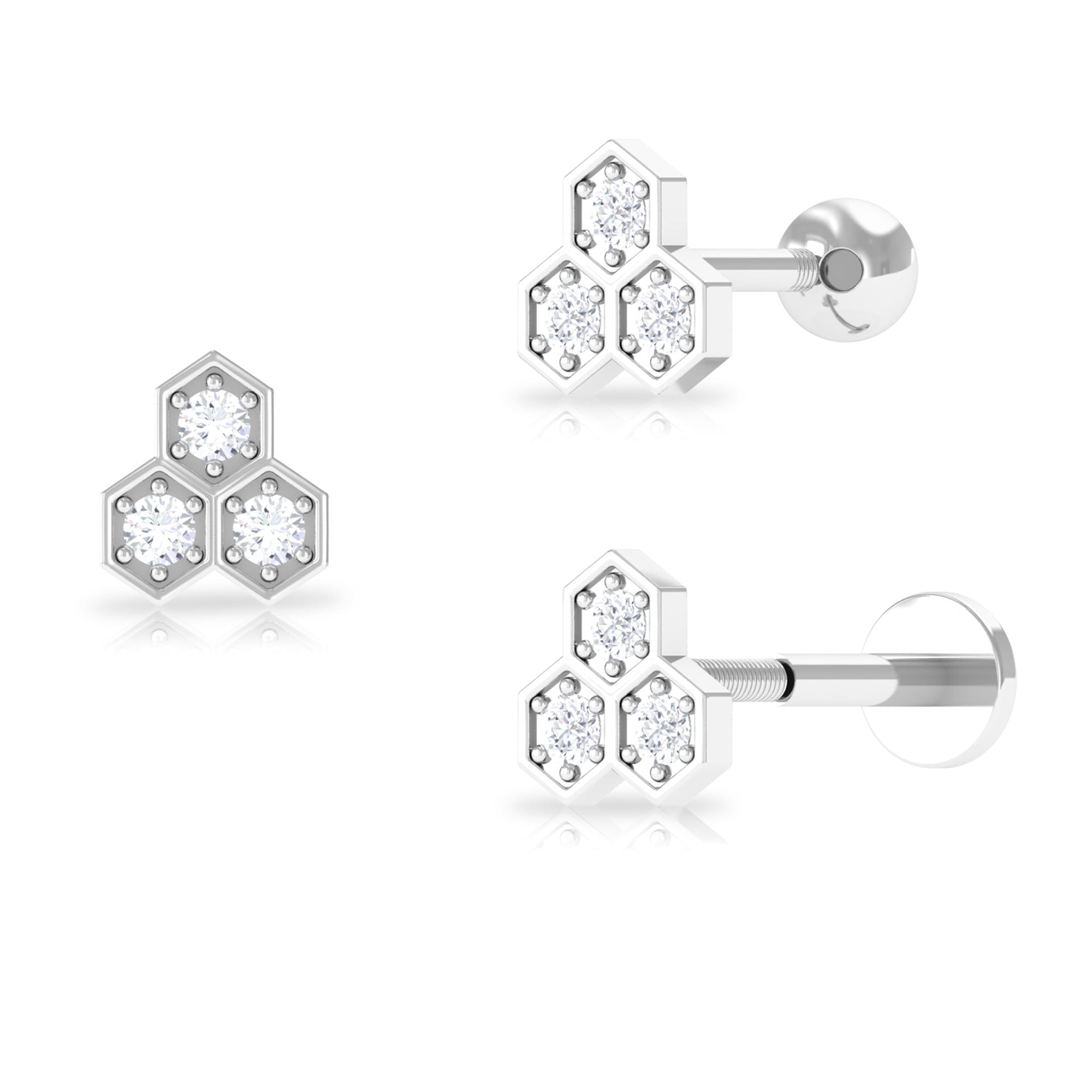 Dainty Diamond Geometric Helix Earring