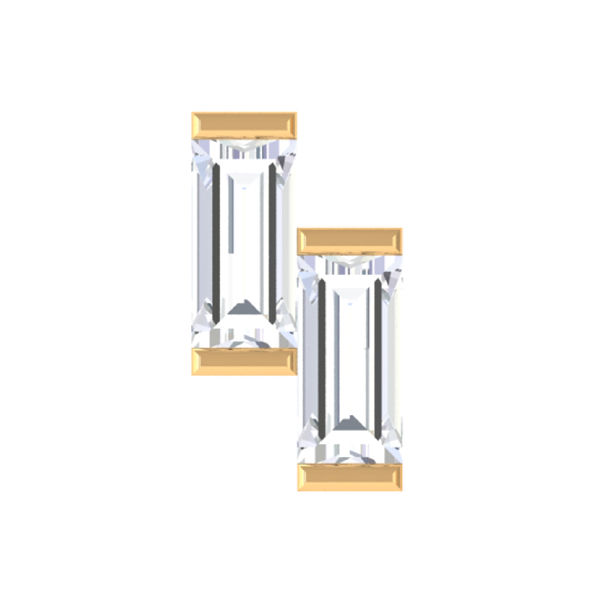 Dainty Baguette Moissanite 2 Stone Earring for Helix Piercing