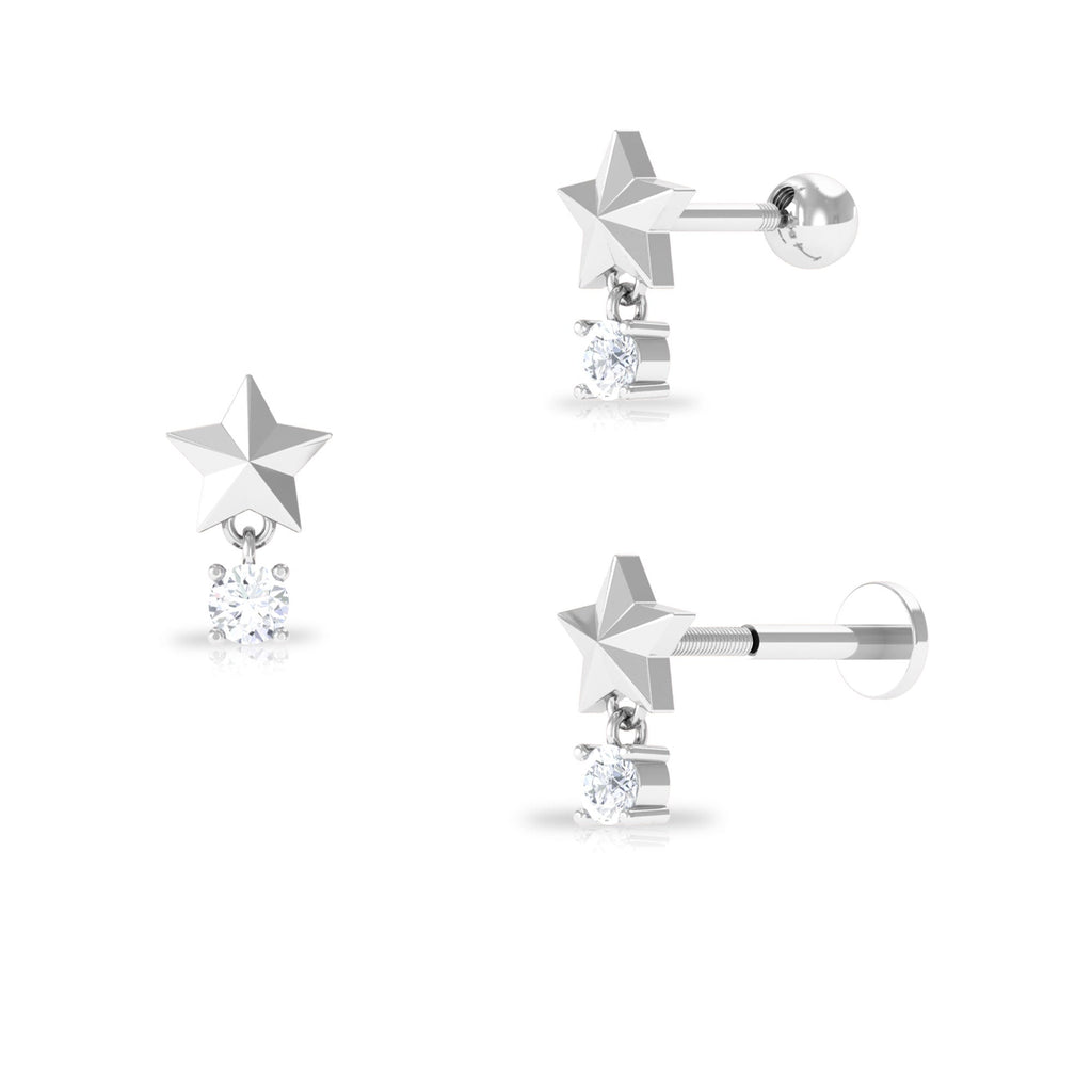 Exquisite Diamond Star Drop Earring for Helix Piercing