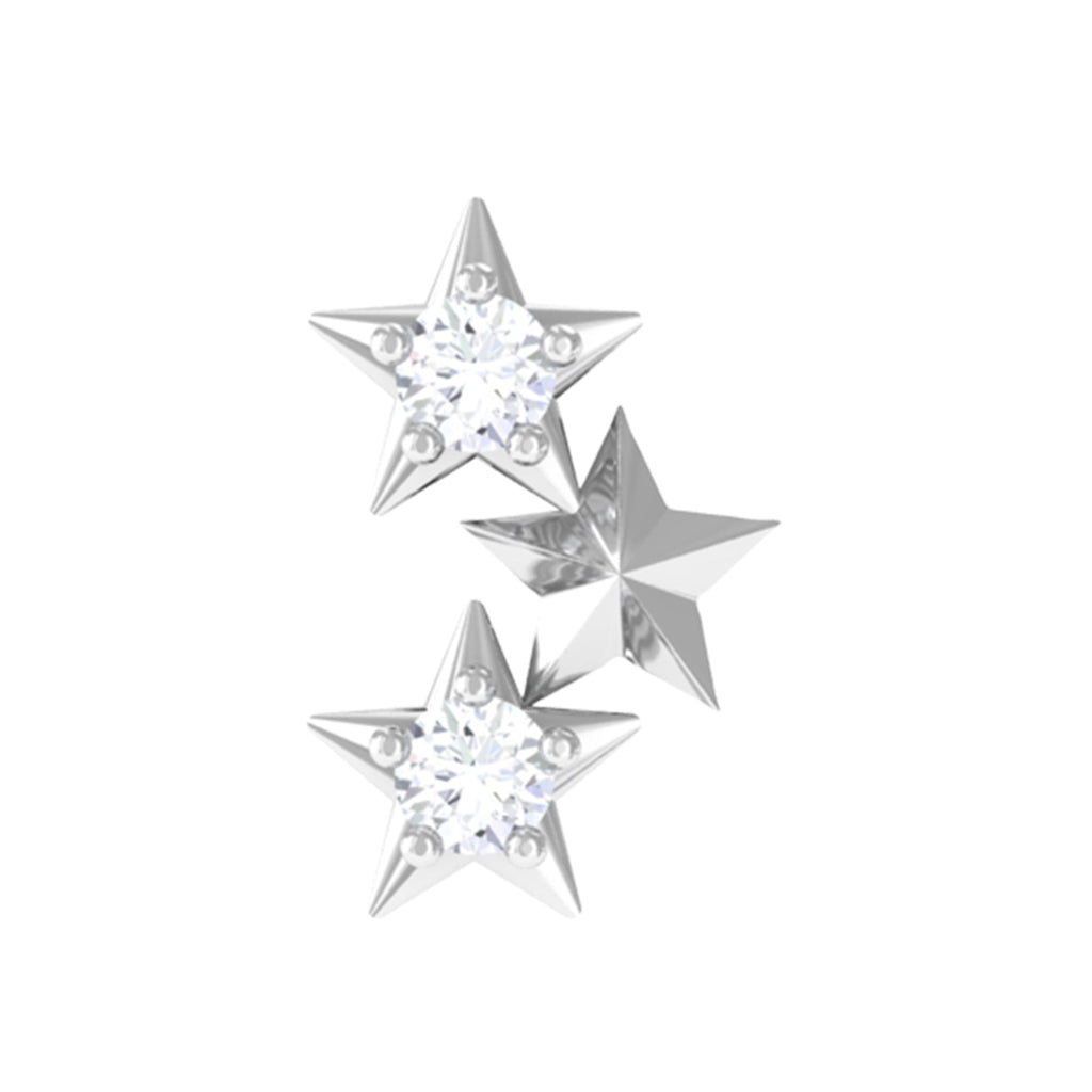 Genuine Round Diamond Three Star Cartilage Earring