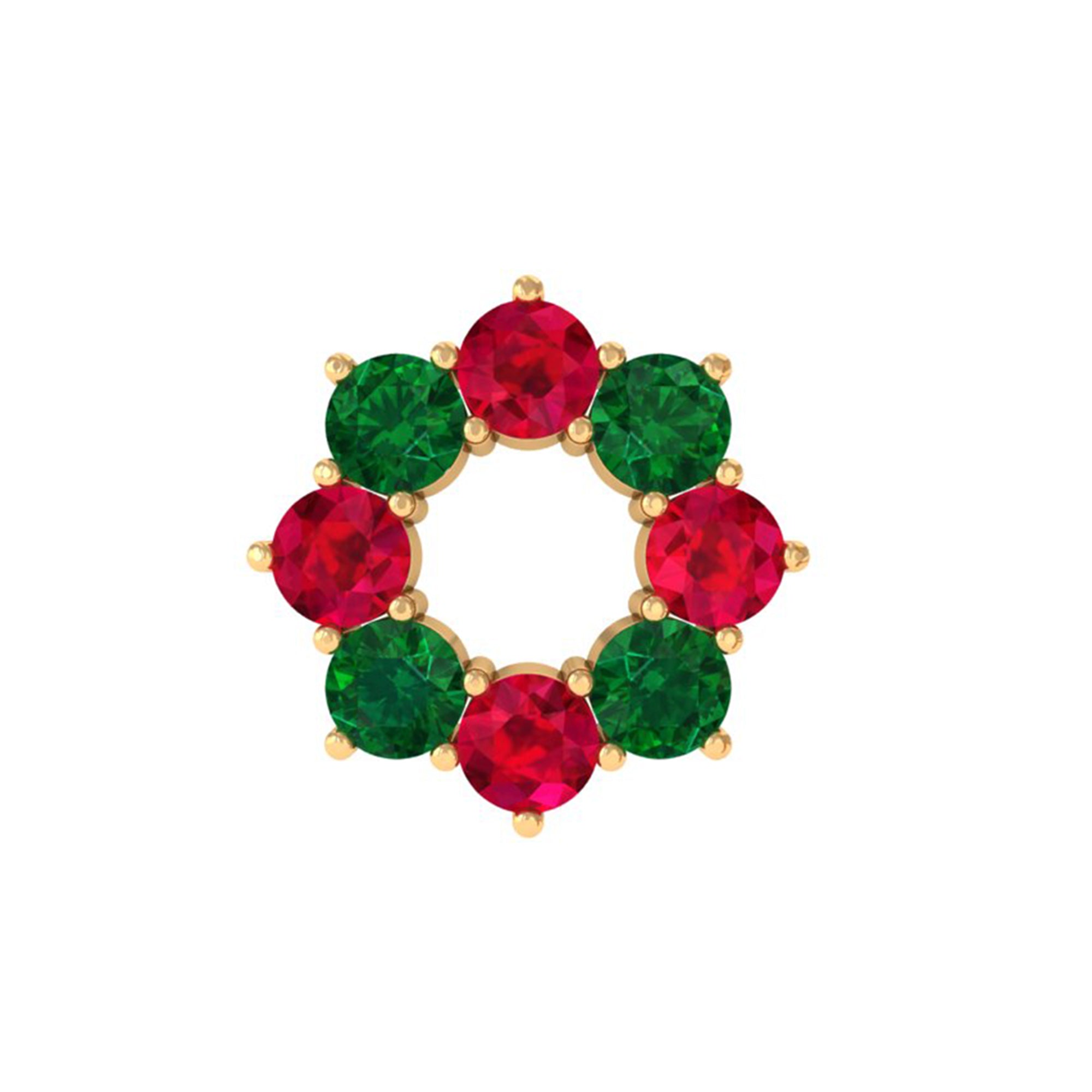 Lab Created Ruby and Created Emerald Wreath Helix Earring