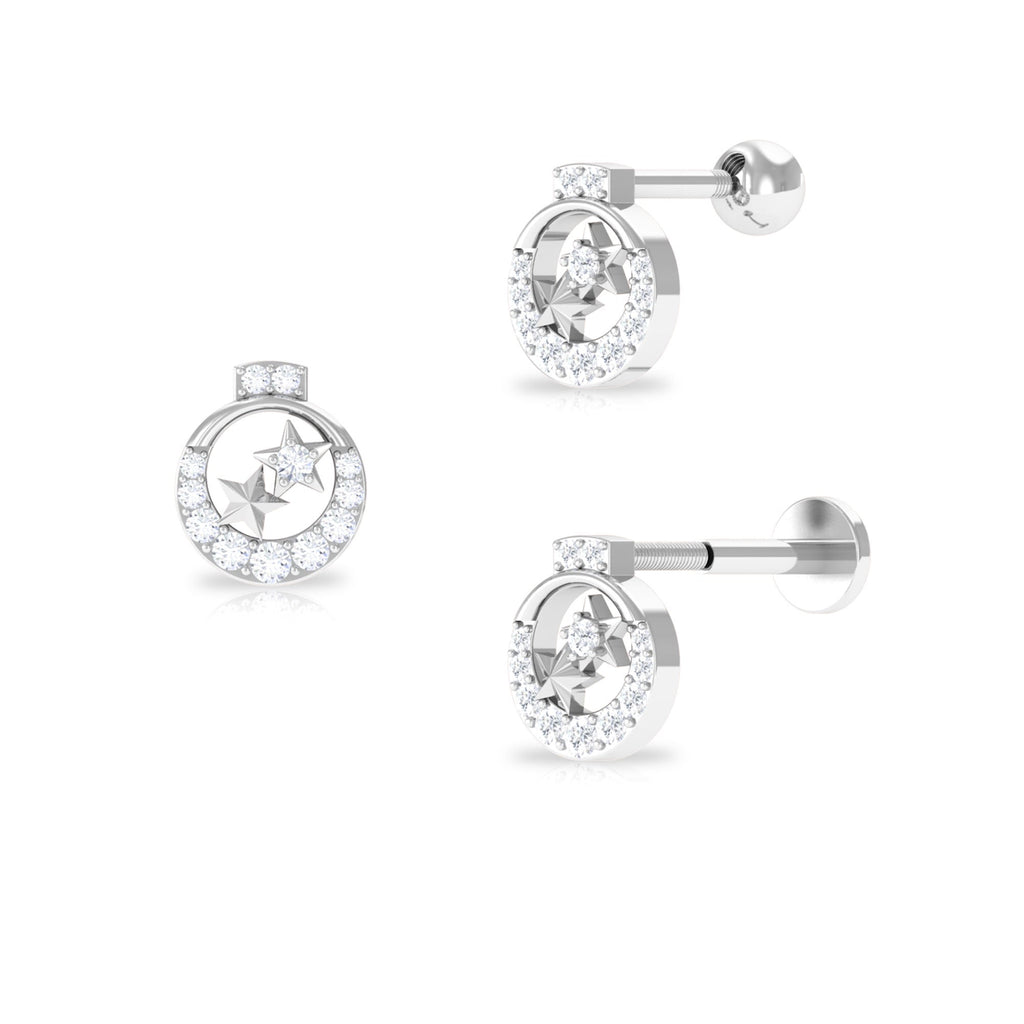 Natural Diamond Star Cartilage Earring
