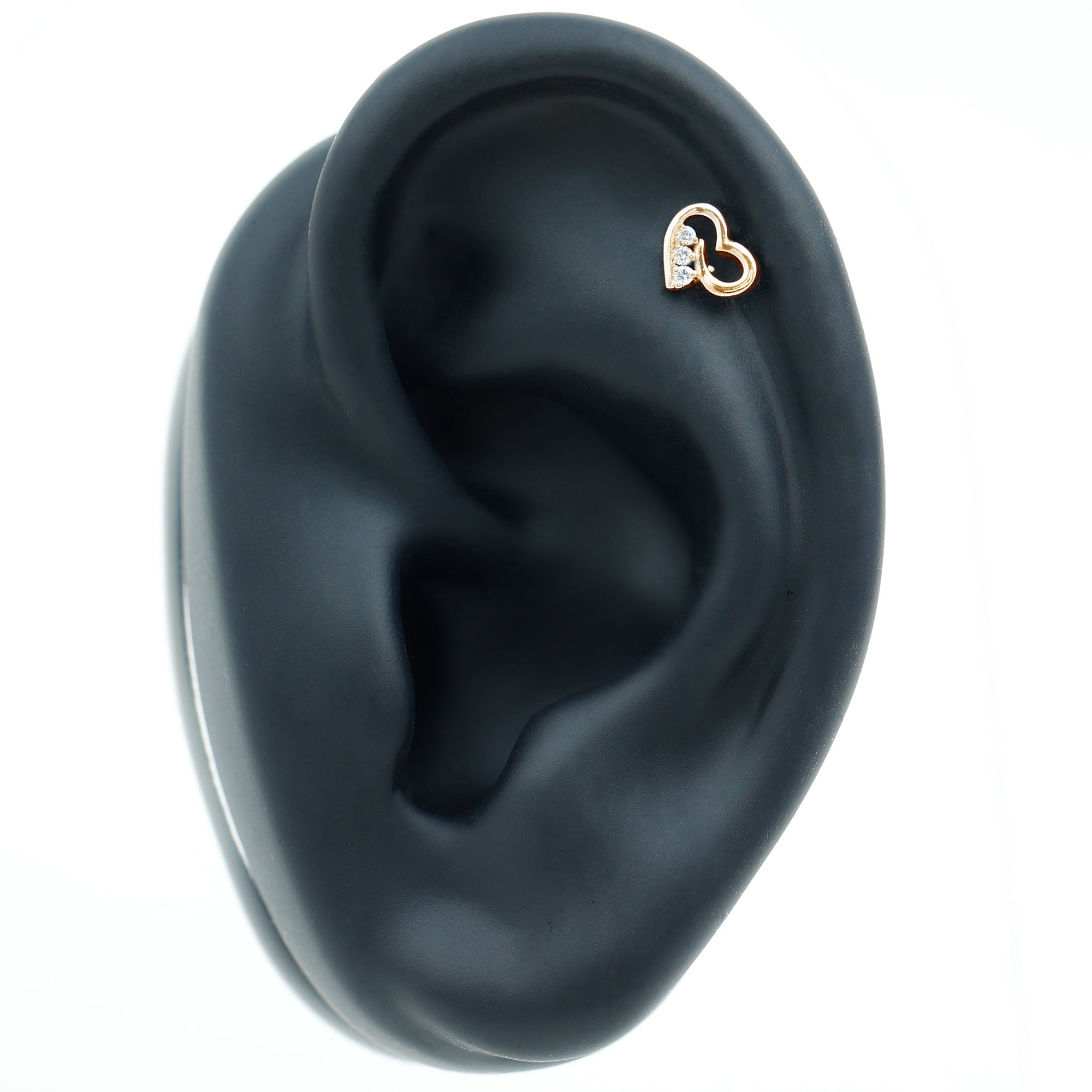 Real Diamond Cute Heart Earring for Helix Piercing