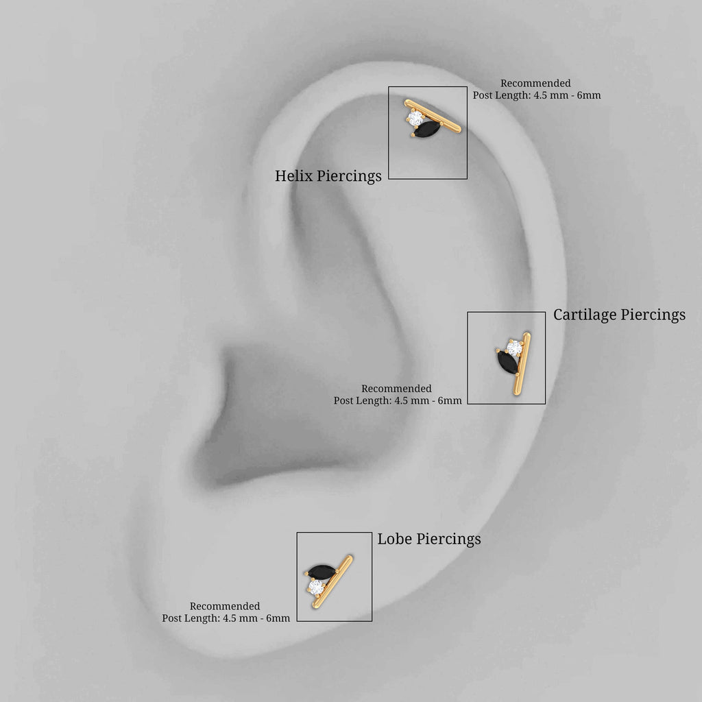 Contemporary Lab Grown Black and White Diamond Helix Earring
