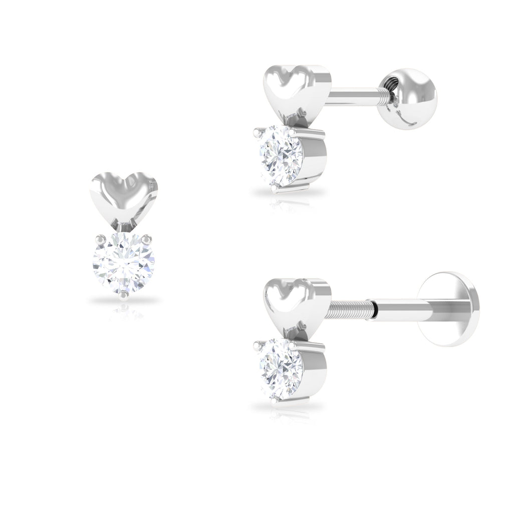 Round Moissanite Heart Tragus Earring