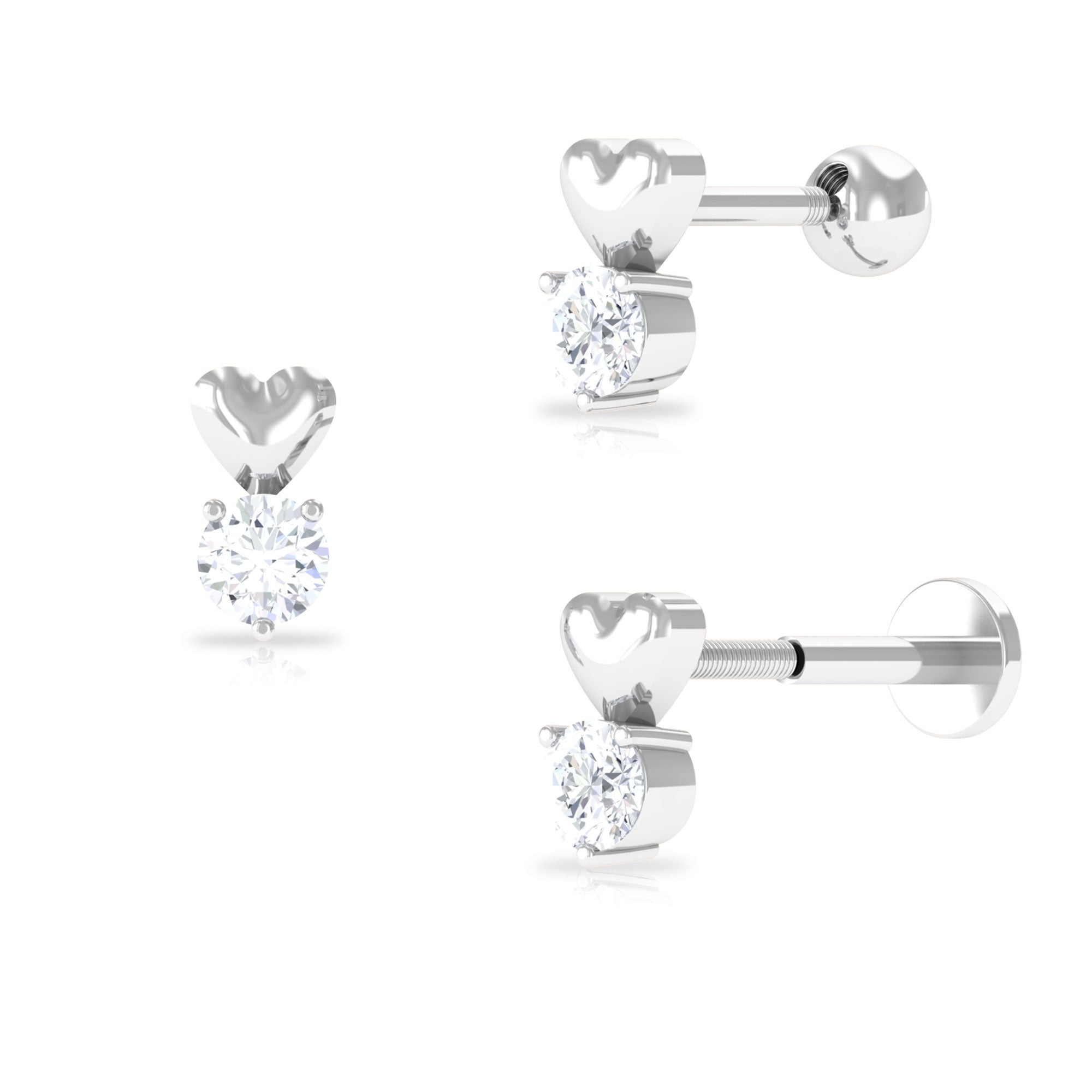 Round Moissanite Heart Tragus Earring
