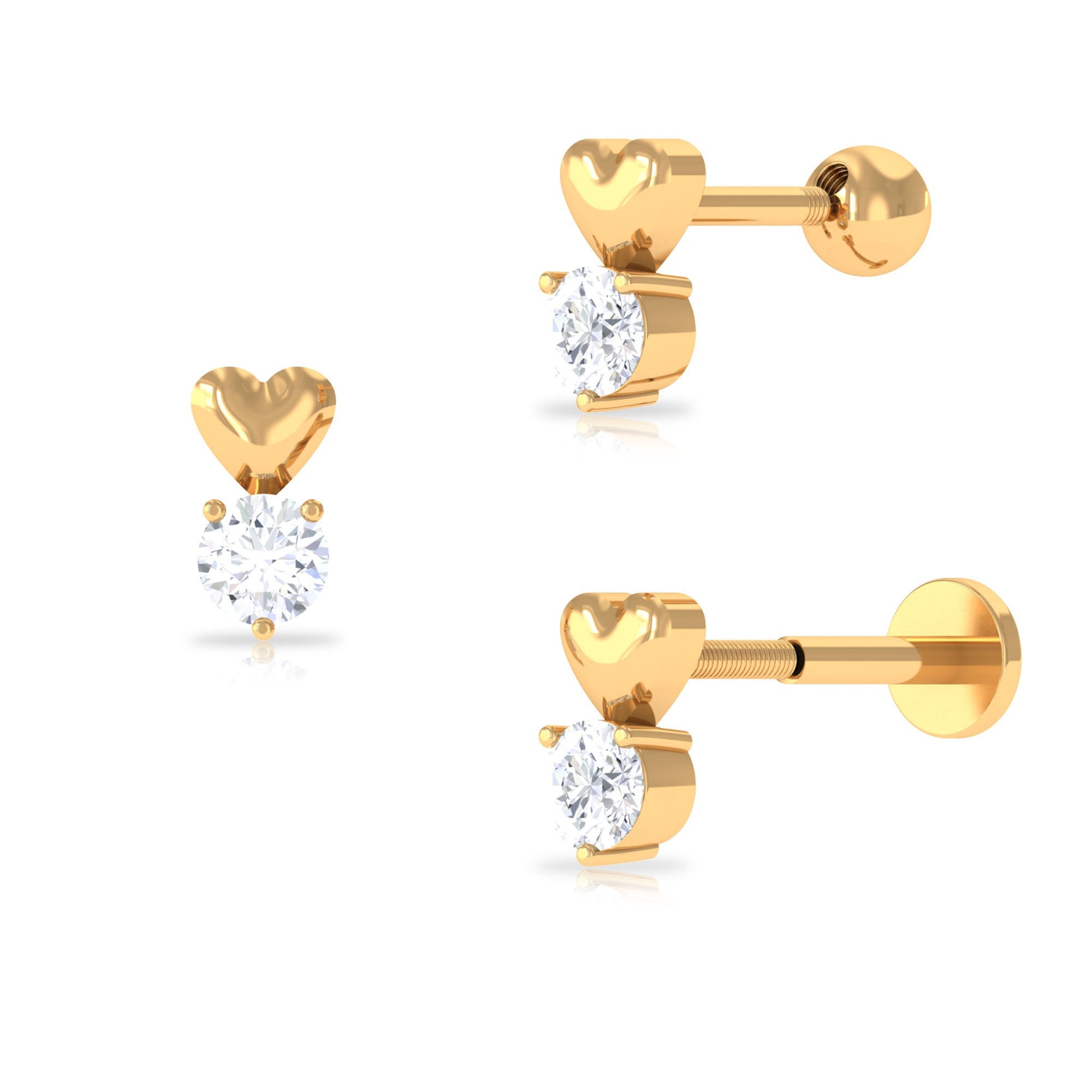 Round Moissanite Heart Tragus Earring