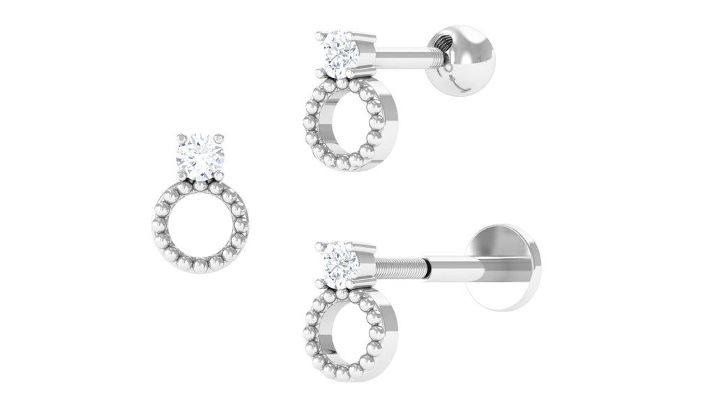 Round Diamond Beaded Circle Tragus Earring