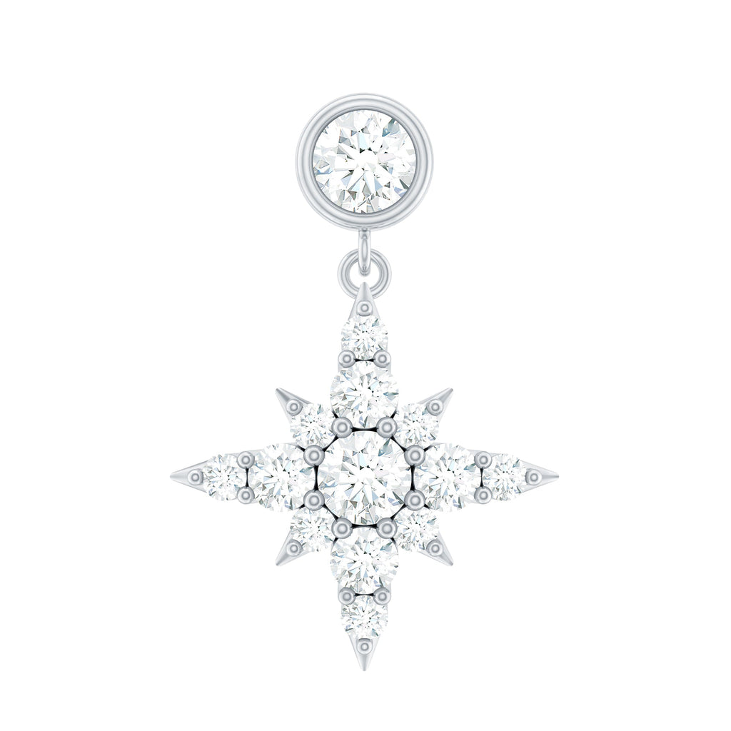 Moissanite Starburst Drop Earring for Cartilage Piercing