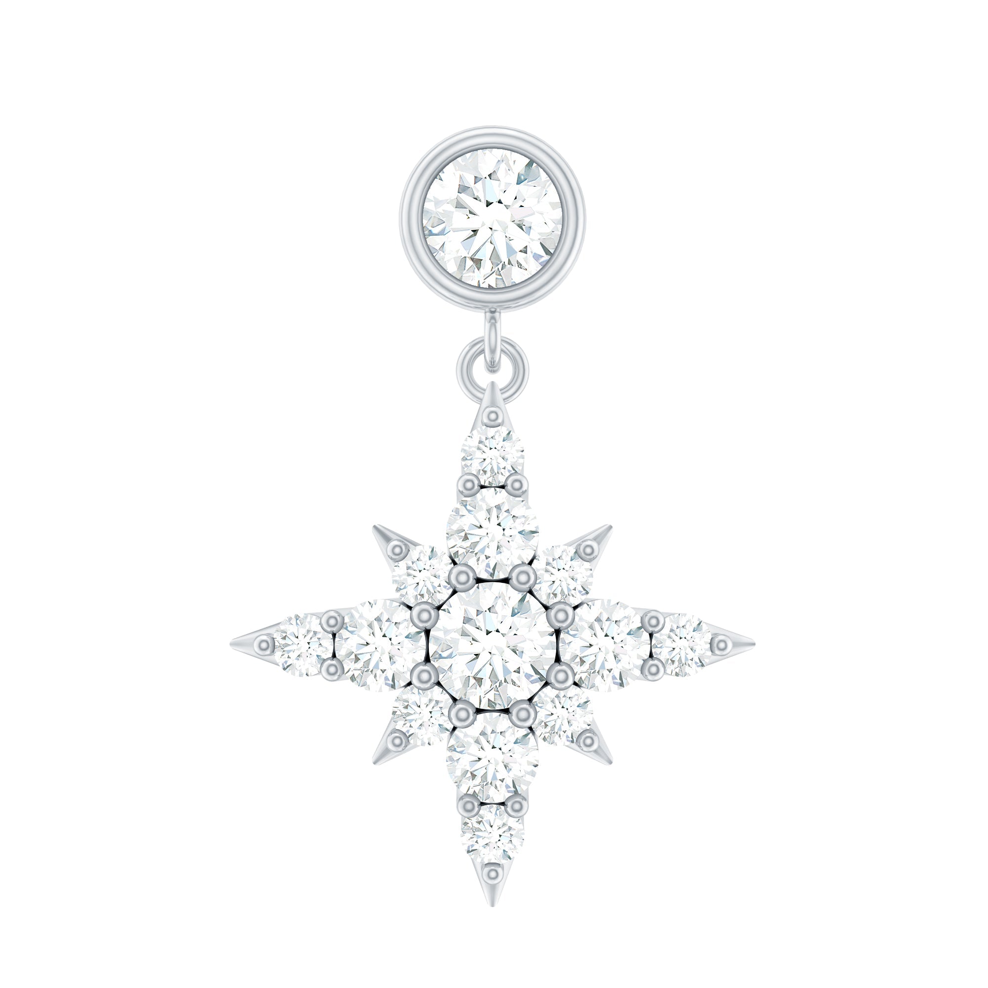 Moissanite Starburst Drop Earring for Cartilage Piercing