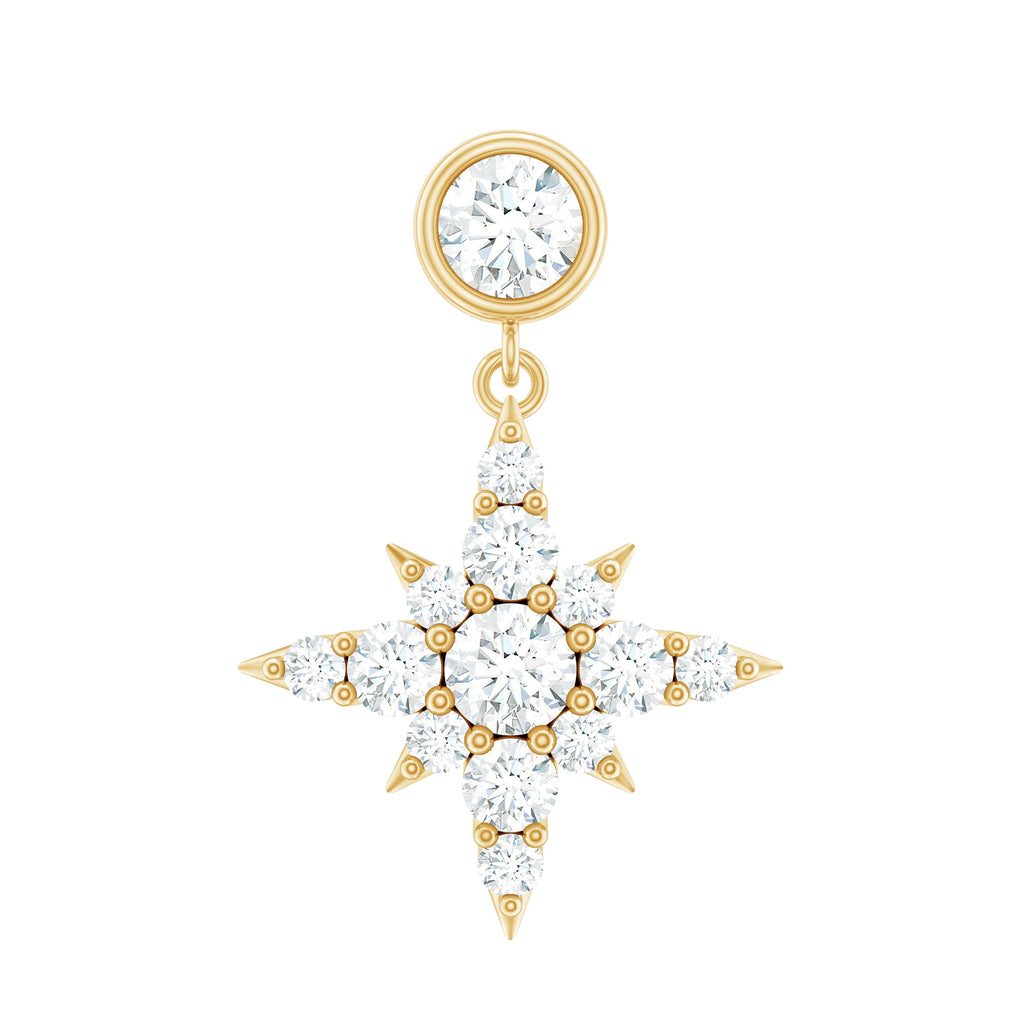 Moissanite Starburst Drop Earring for Cartilage Piercing