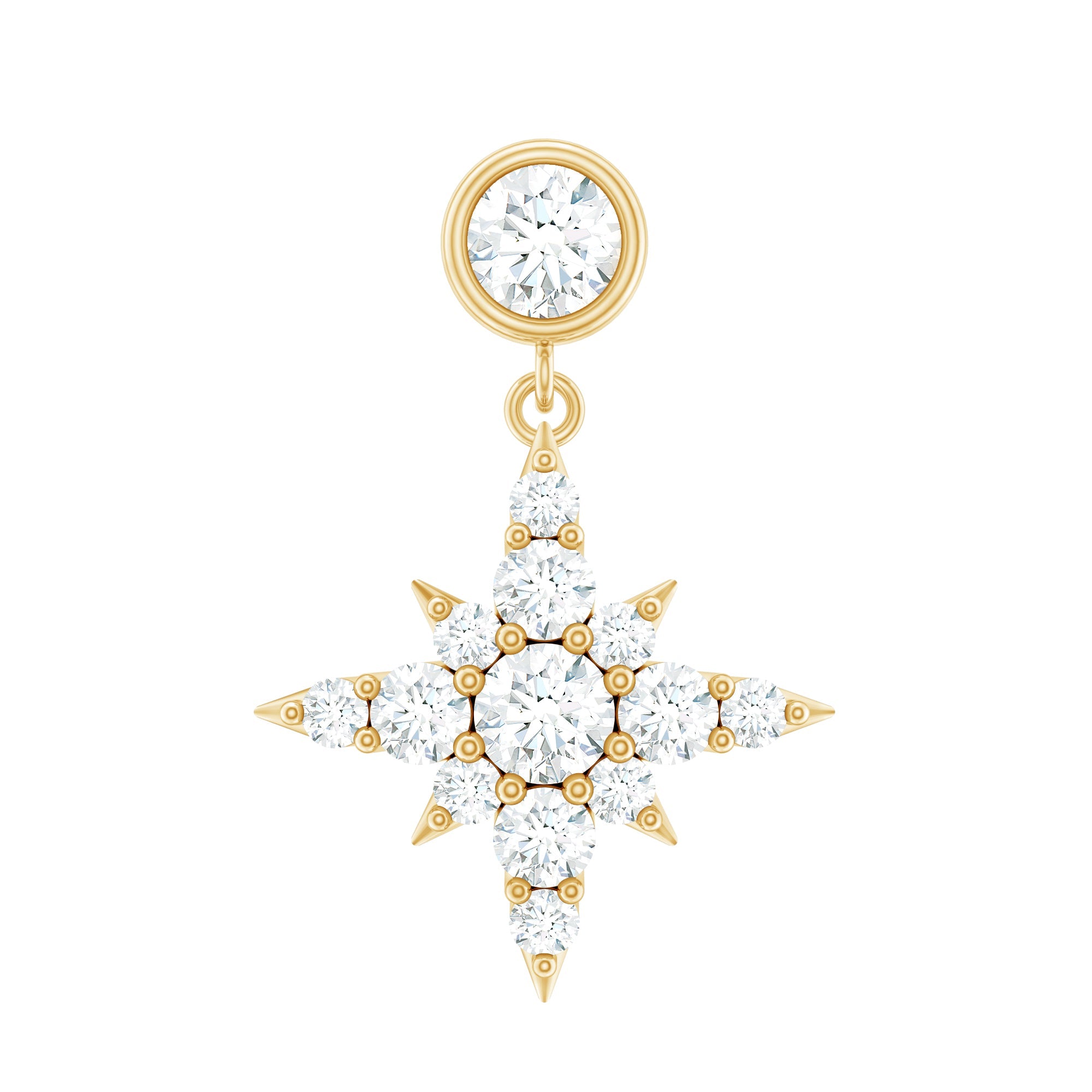 Moissanite Starburst Drop Earring for Cartilage Piercing