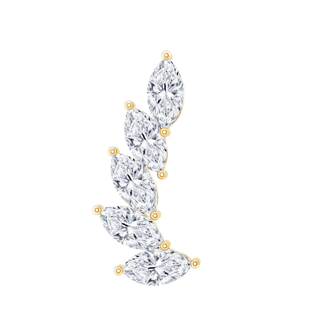Marquise Moissanite Curved Helix Ear Crawler Earring