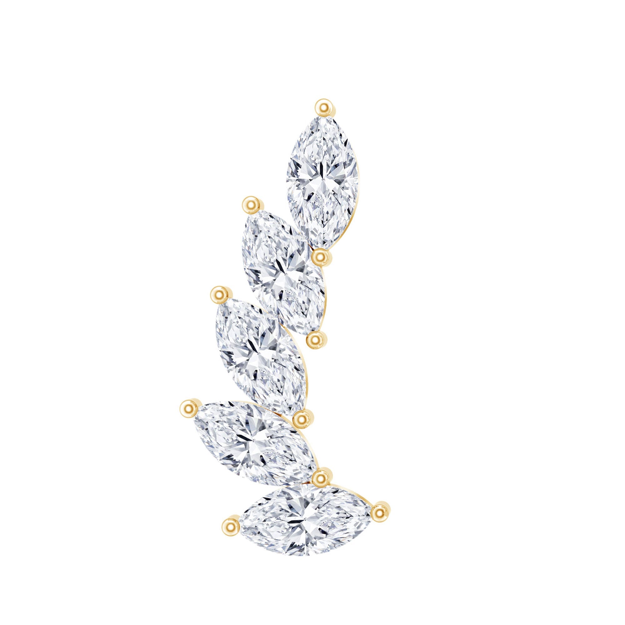 Marquise Moissanite Curved Helix Ear Crawler Earring