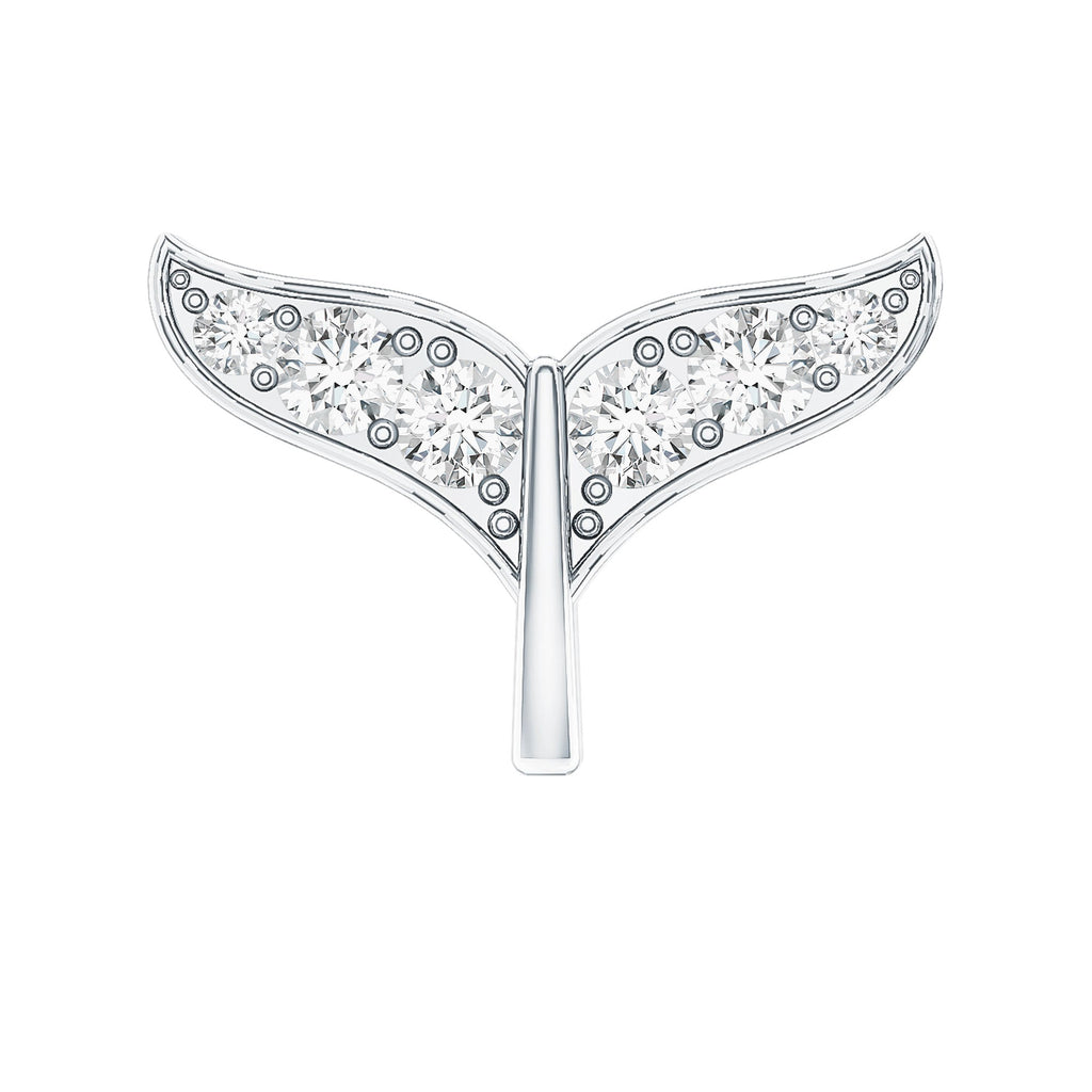 Moissanite Whale Tail Earring for Cartilage Piercing