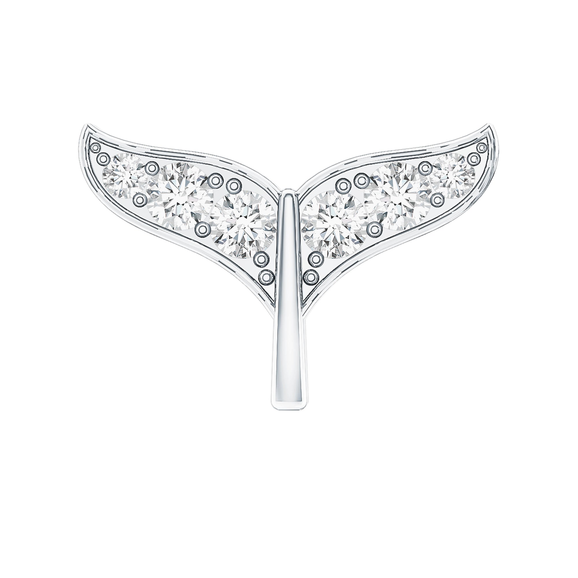 Moissanite Whale Tail Earring for Cartilage Piercing