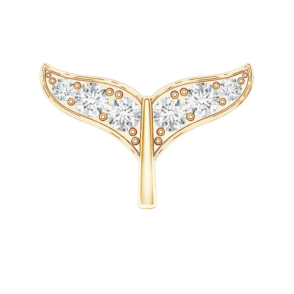 Moissanite Whale Tail Earring for Cartilage Piercing