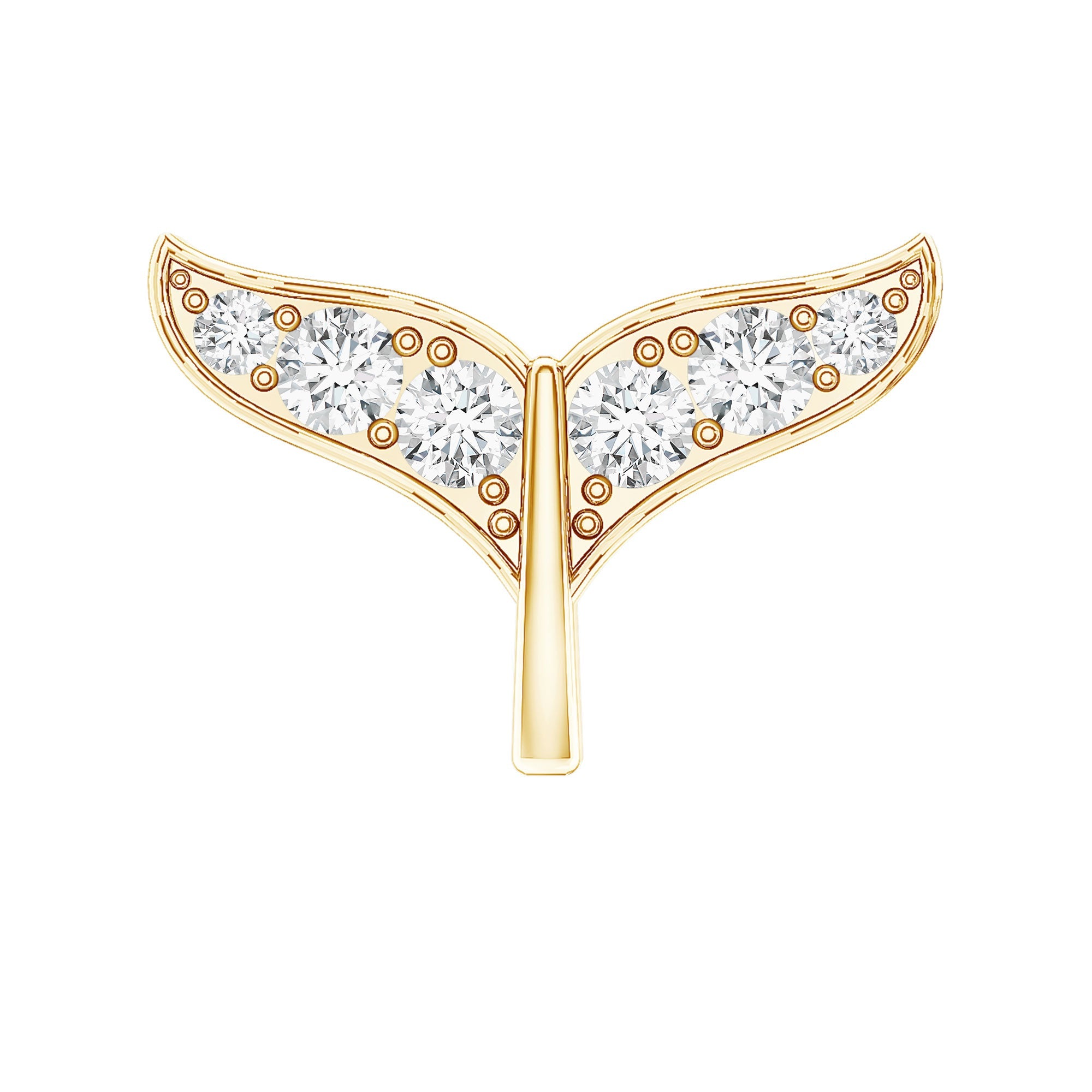 Moissanite Whale Tail Earring for Cartilage Piercing