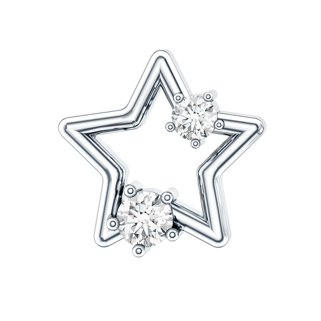 Certified Moissanite Star Shaped Earring for Upper Lobe Piercing