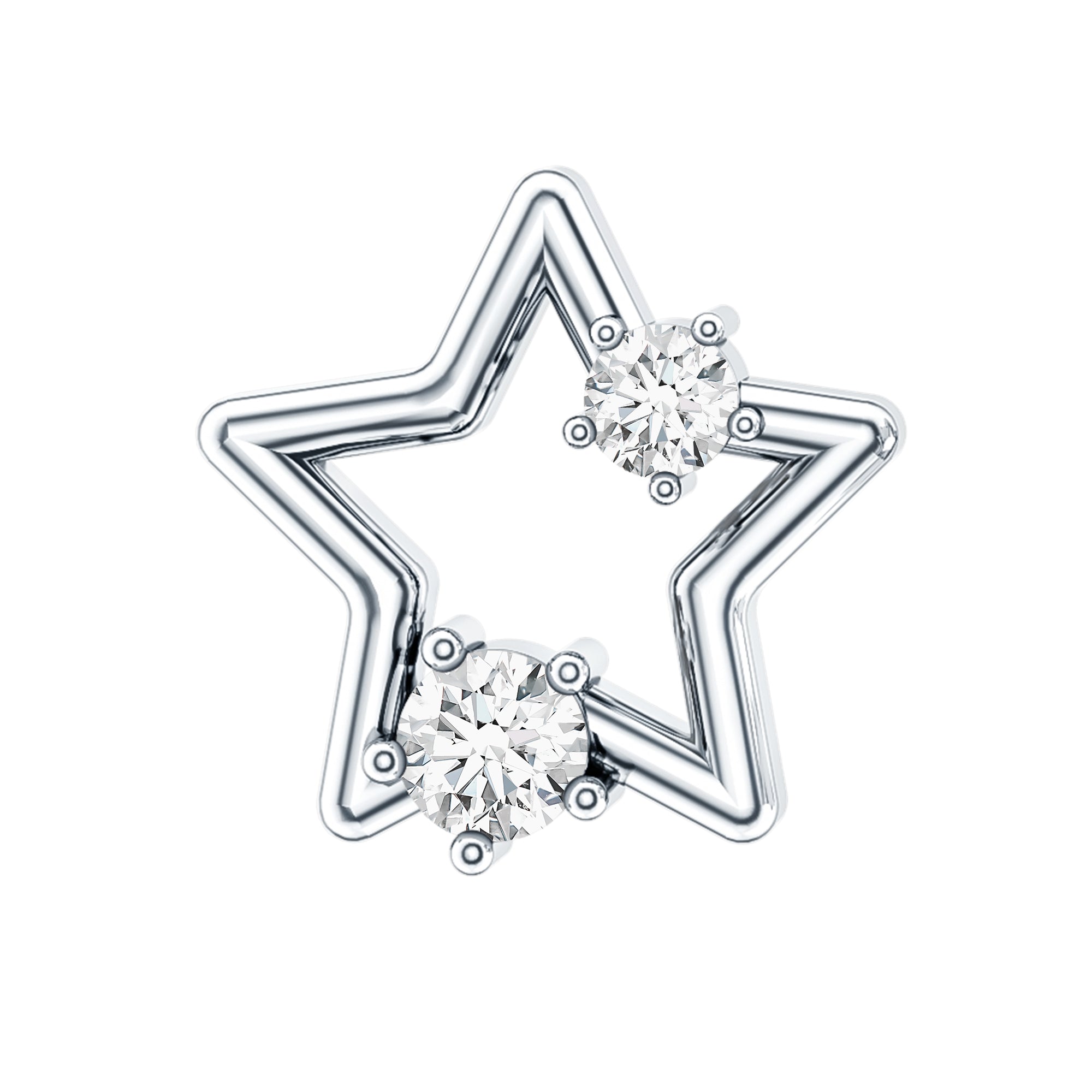 Certified Moissanite Star Shaped Earring for Upper Lobe Piercing