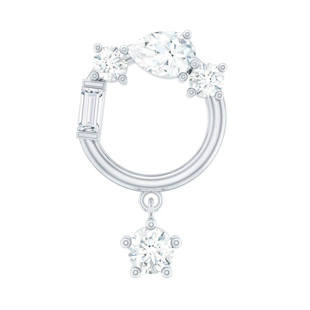 Moissanite Circle Drop Earring for Cartilage Piercing