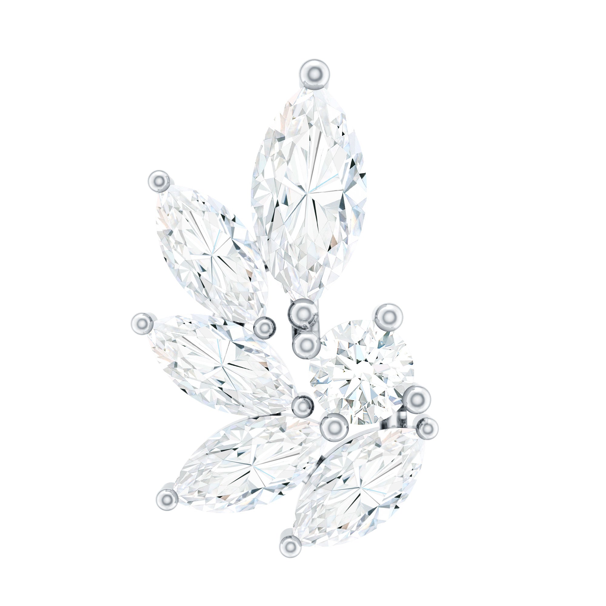 Marquise and Round Cut Moissanite Earring for Cartilage Piercing