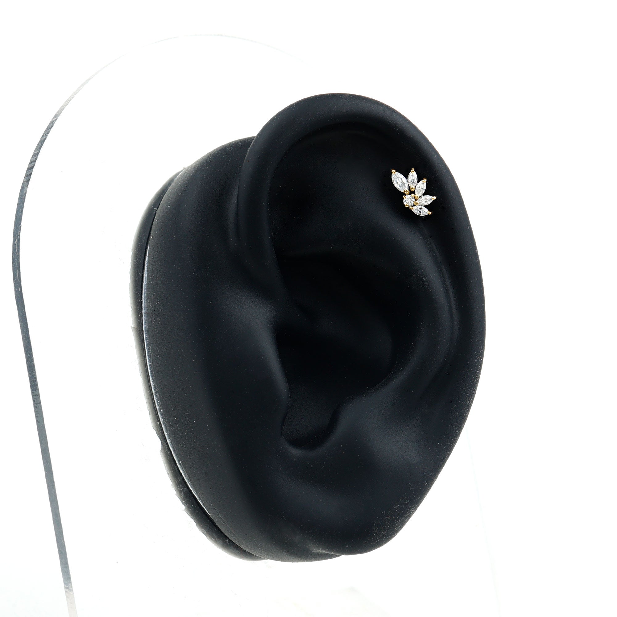 Marquise and Round Cut Moissanite Earring for Cartilage Piercing