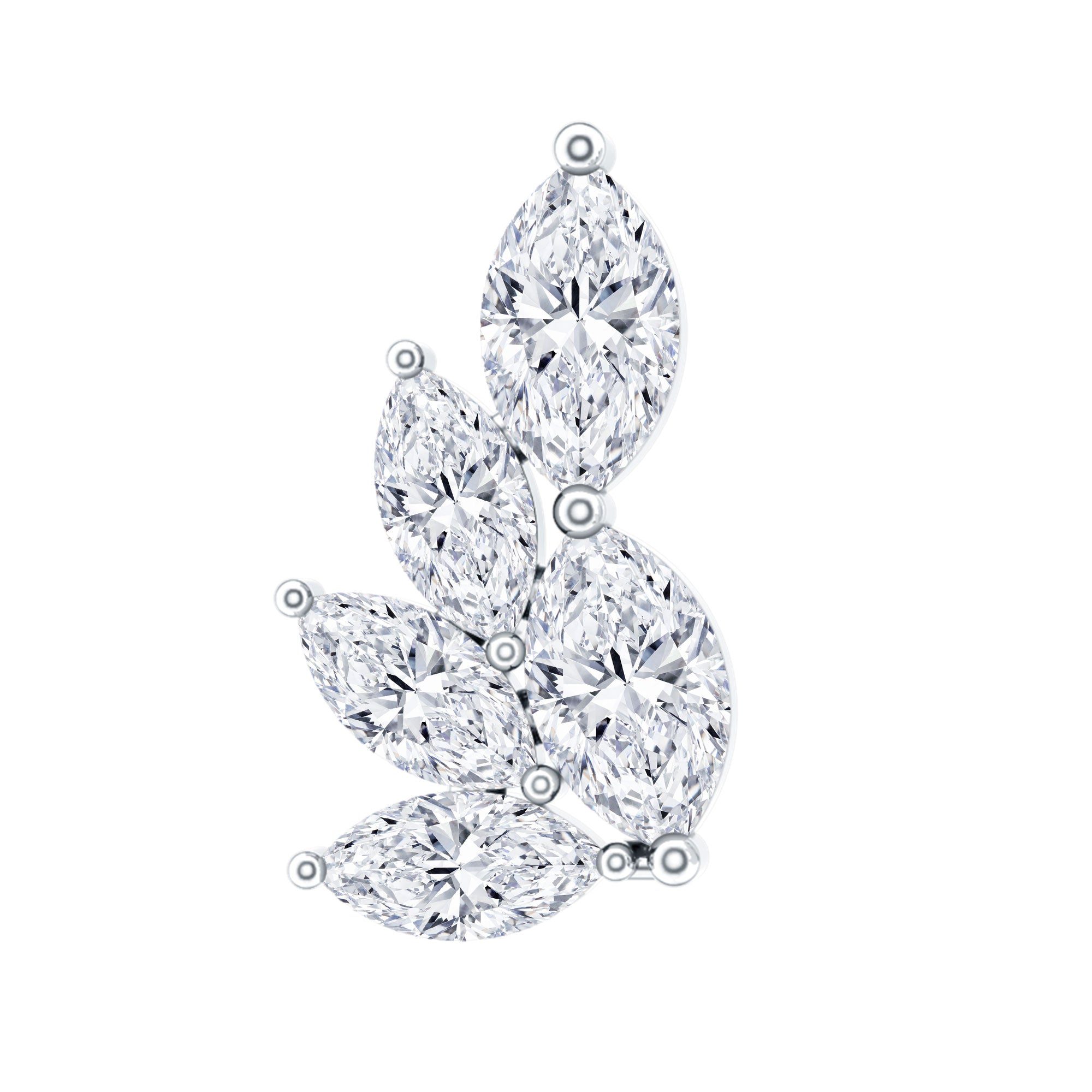 Marquise Moissanite Cluster Earring for Helix Piercing