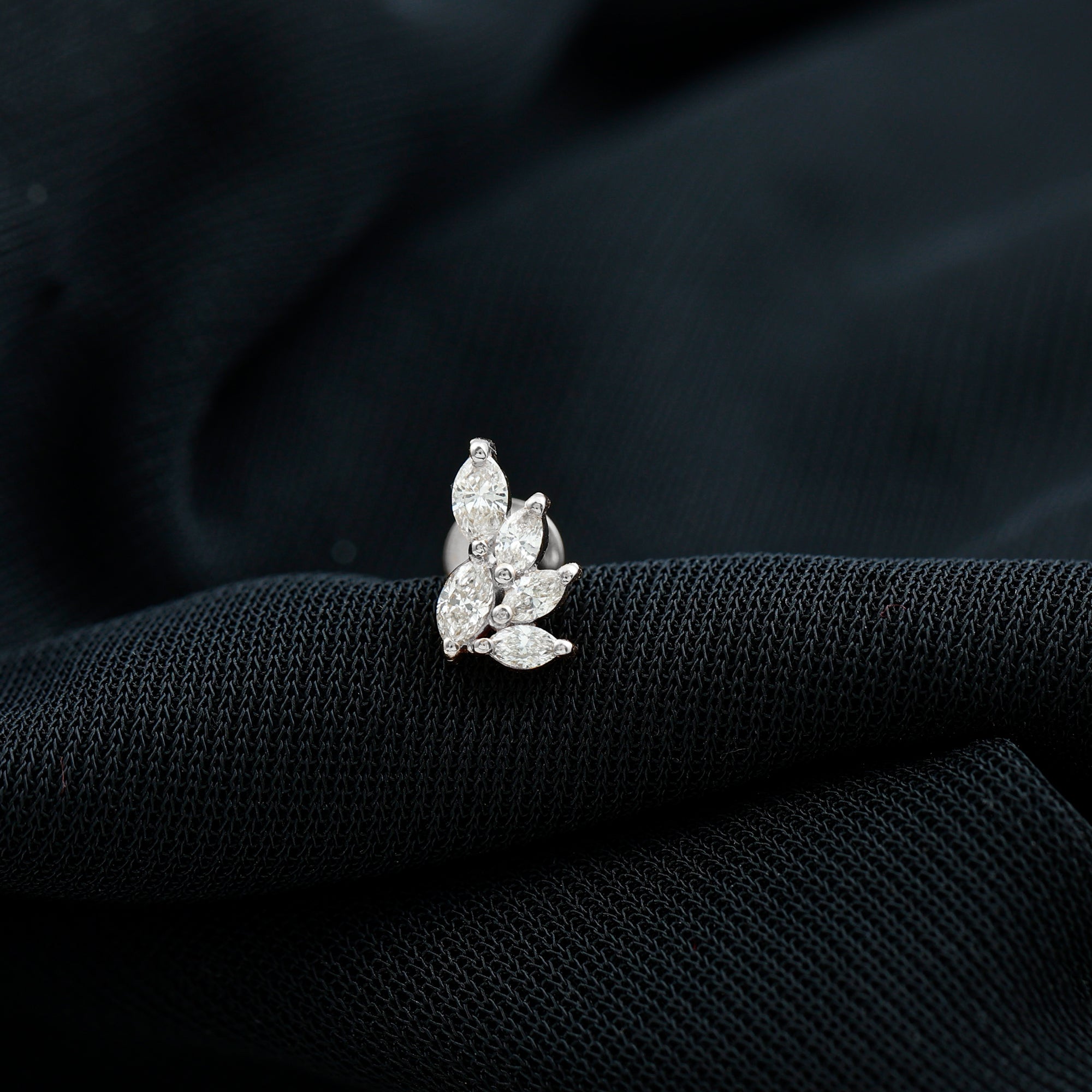Marquise Moissanite Cluster Earring for Helix Piercing