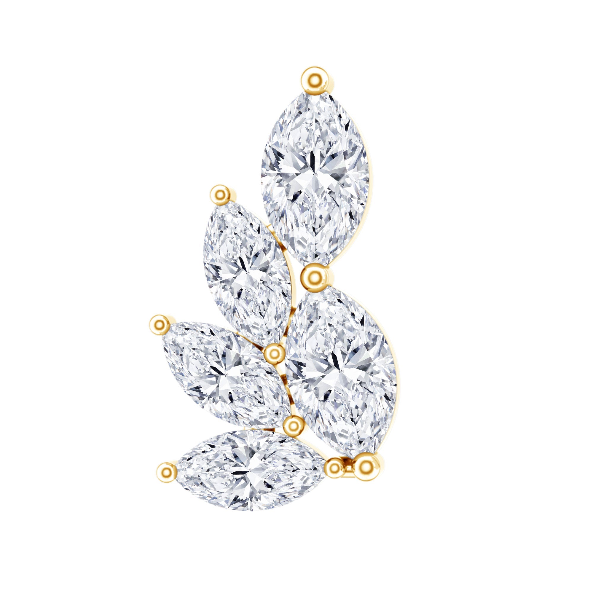 Marquise Moissanite Cluster Earring for Helix Piercing