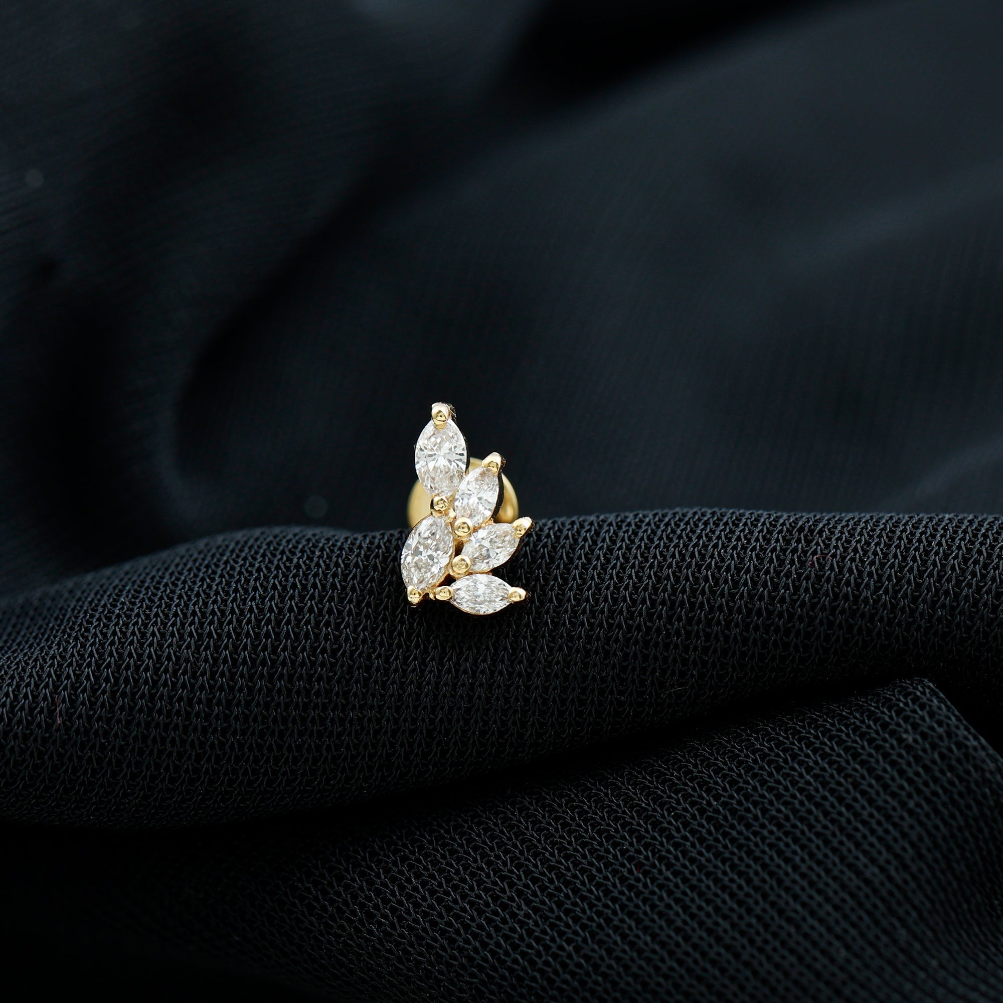 Marquise Moissanite Cluster Earring for Helix Piercing
