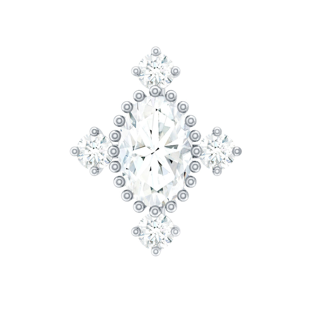 Vintage Inspired Moissanite Oval Conch Earring