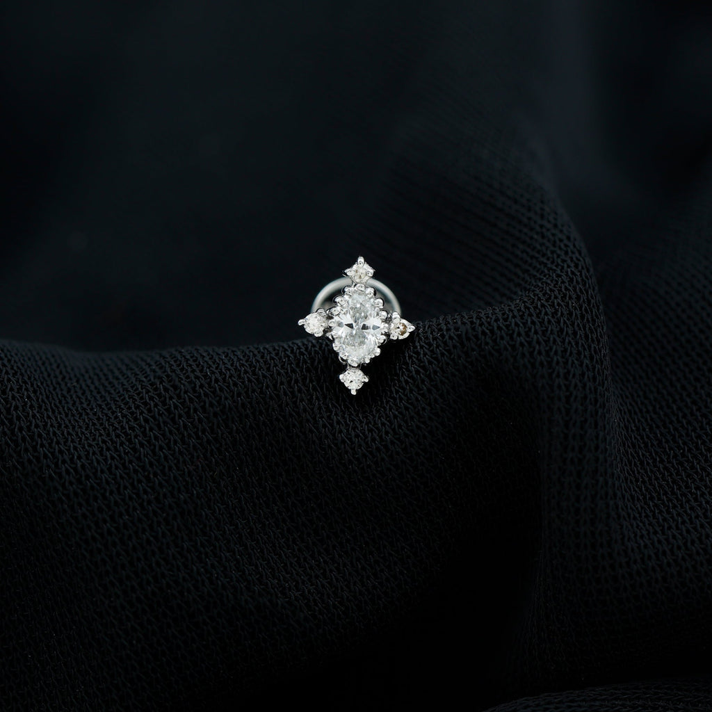 Vintage Inspired Moissanite Oval Conch Earring