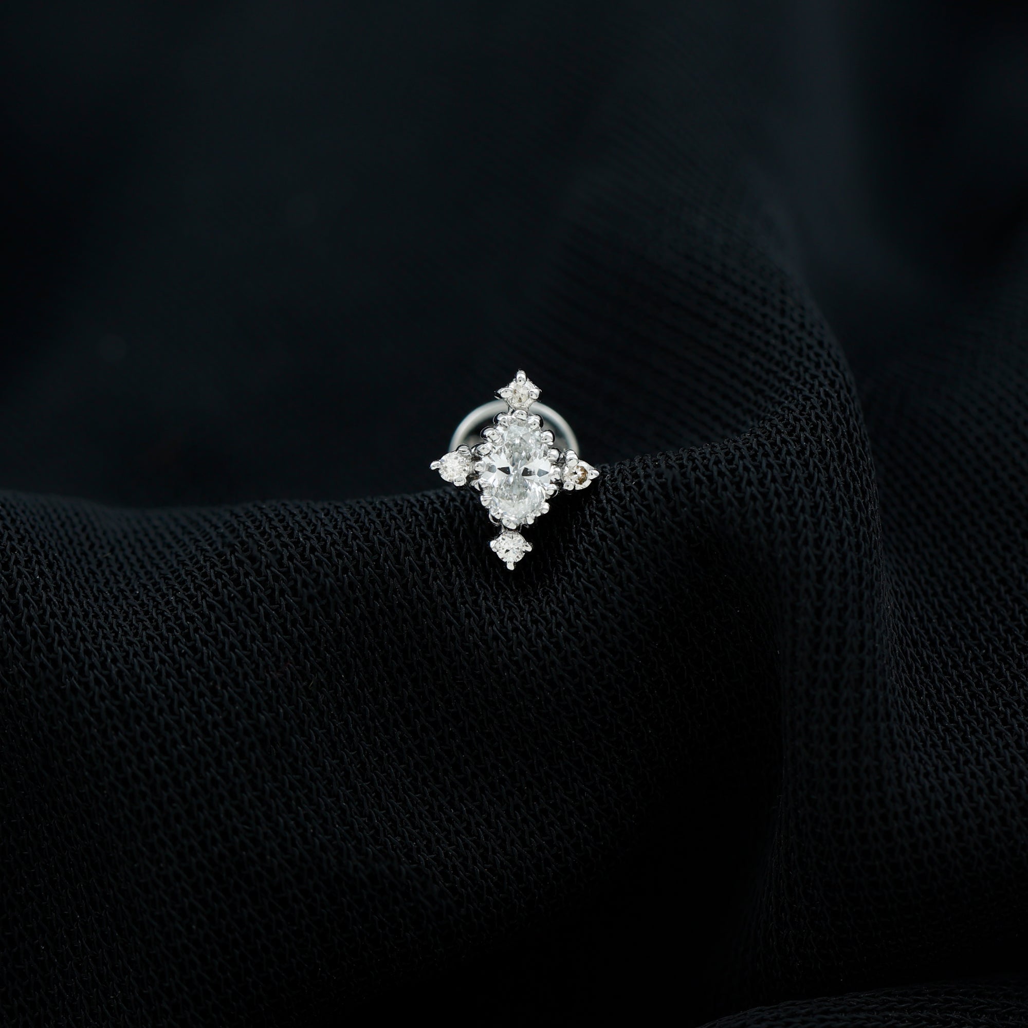 Vintage Inspired Moissanite Oval Conch Earring