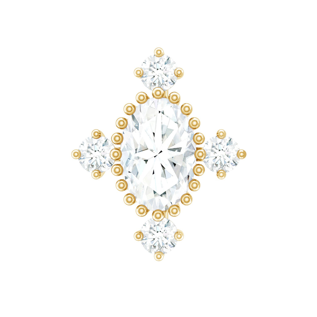 Vintage Inspired Moissanite Oval Conch Earring
