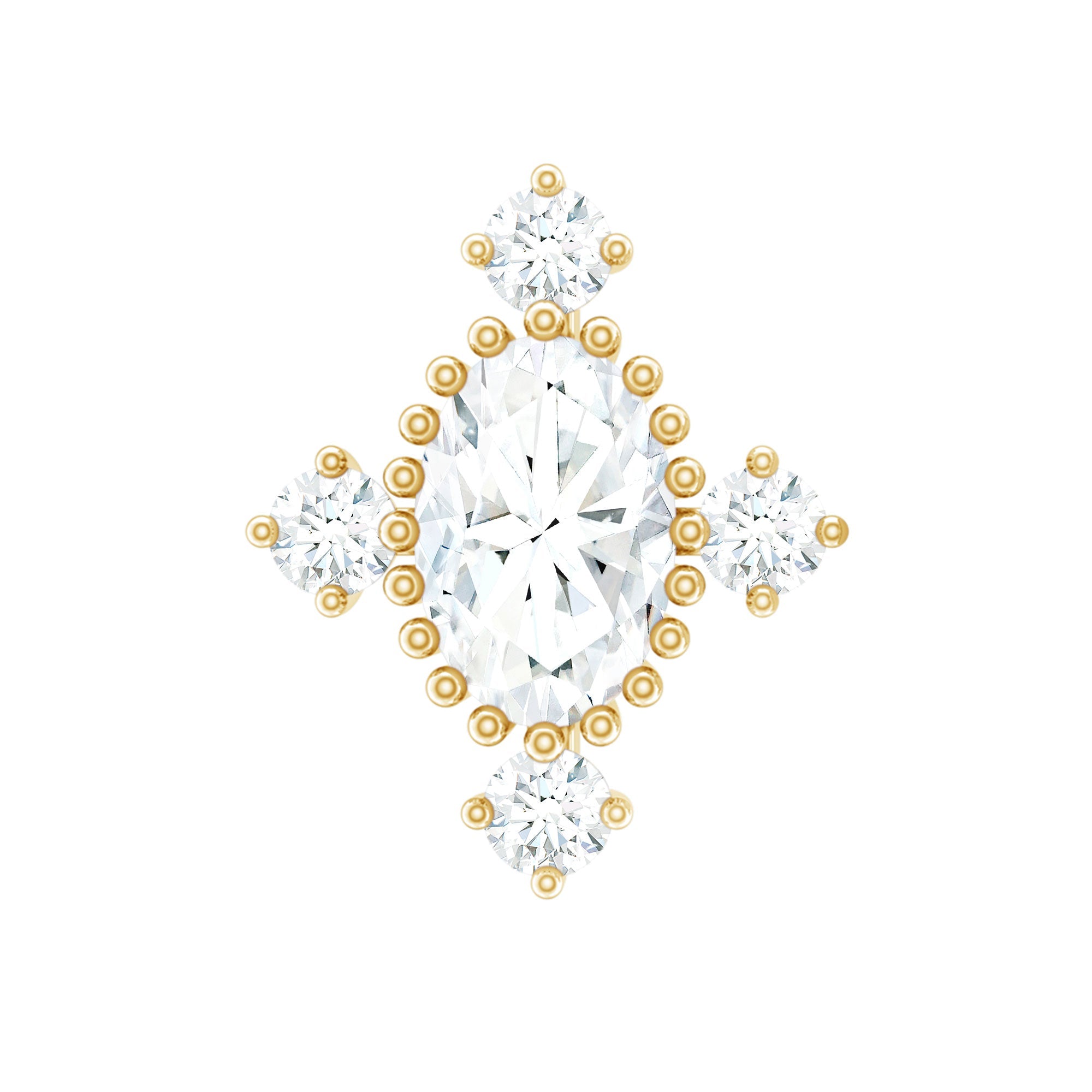 Vintage Inspired Moissanite Oval Conch Earring
