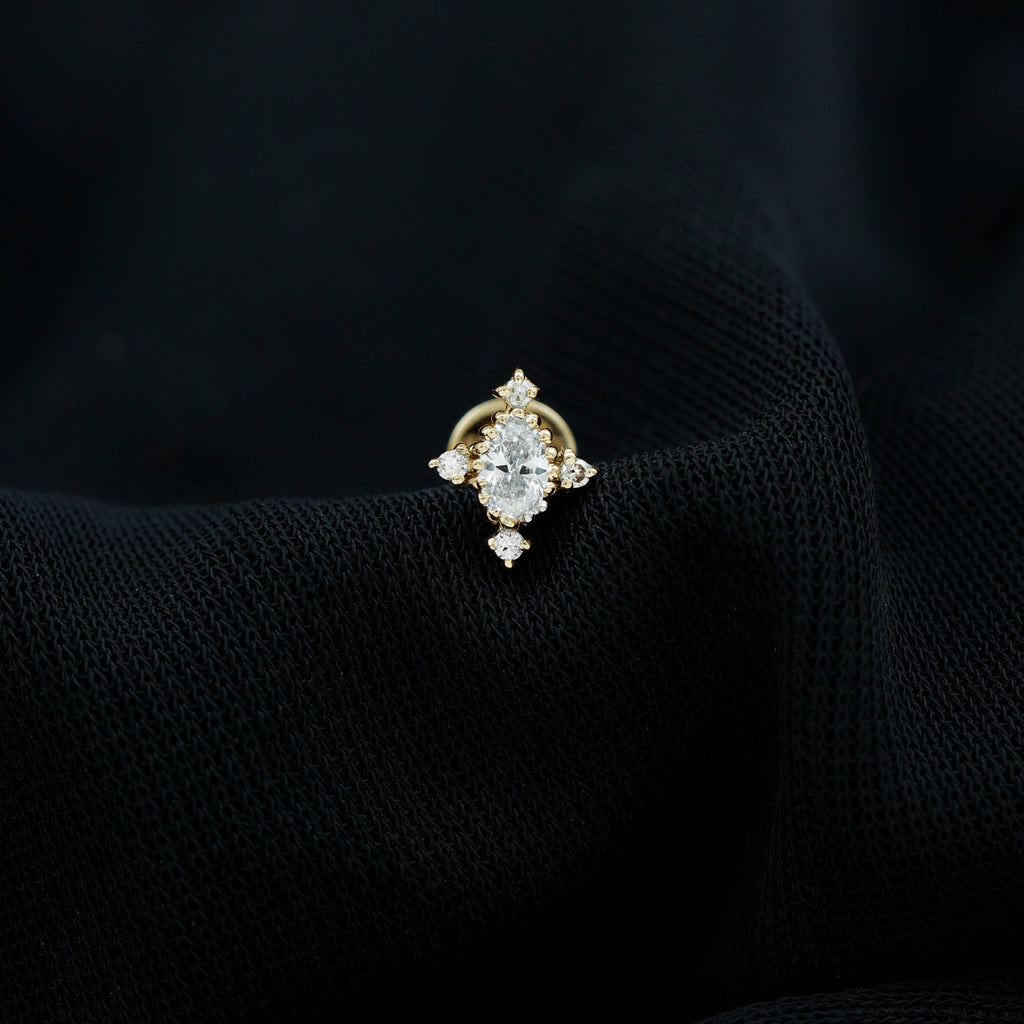 Vintage Inspired Moissanite Oval Conch Earring