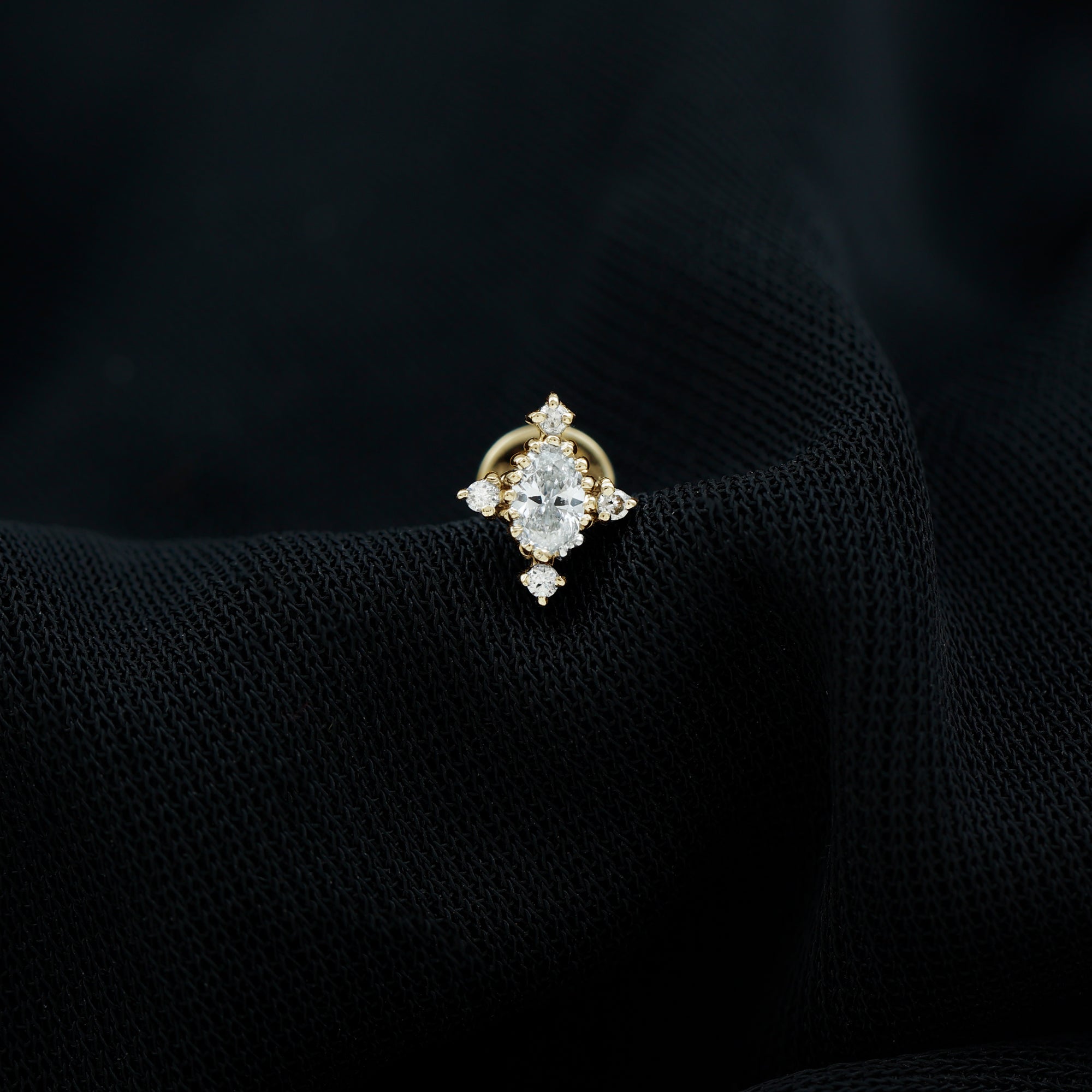 Vintage Inspired Moissanite Oval Conch Earring