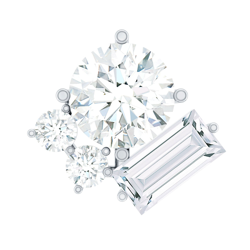 Baguette and Round Moissanite Cluster Tragus Earring