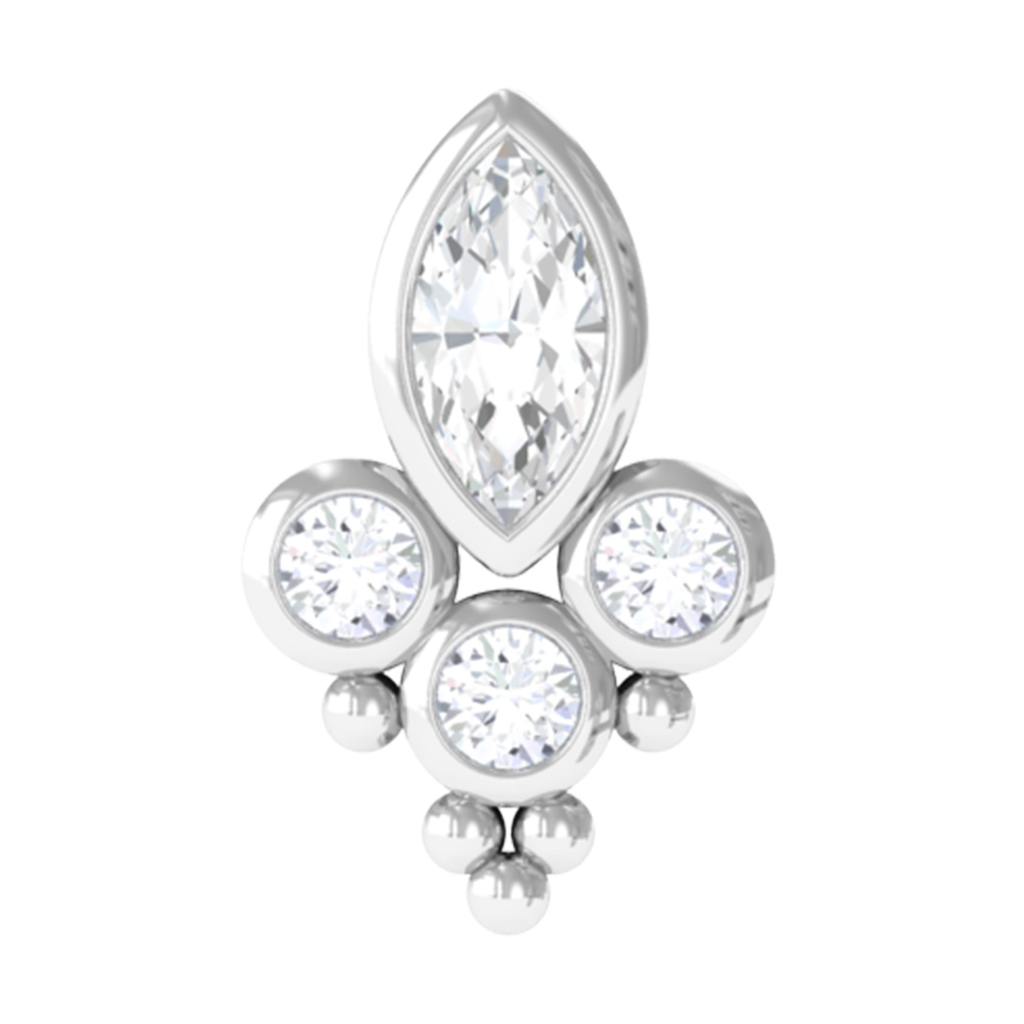 Bezel Set Moissanite Designer Earring for Conch Piercing