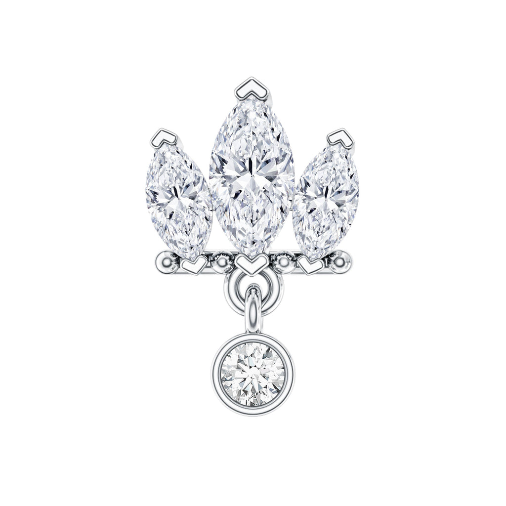 Marquise Moissanite Stud Drop Earring for Helix Piercing
