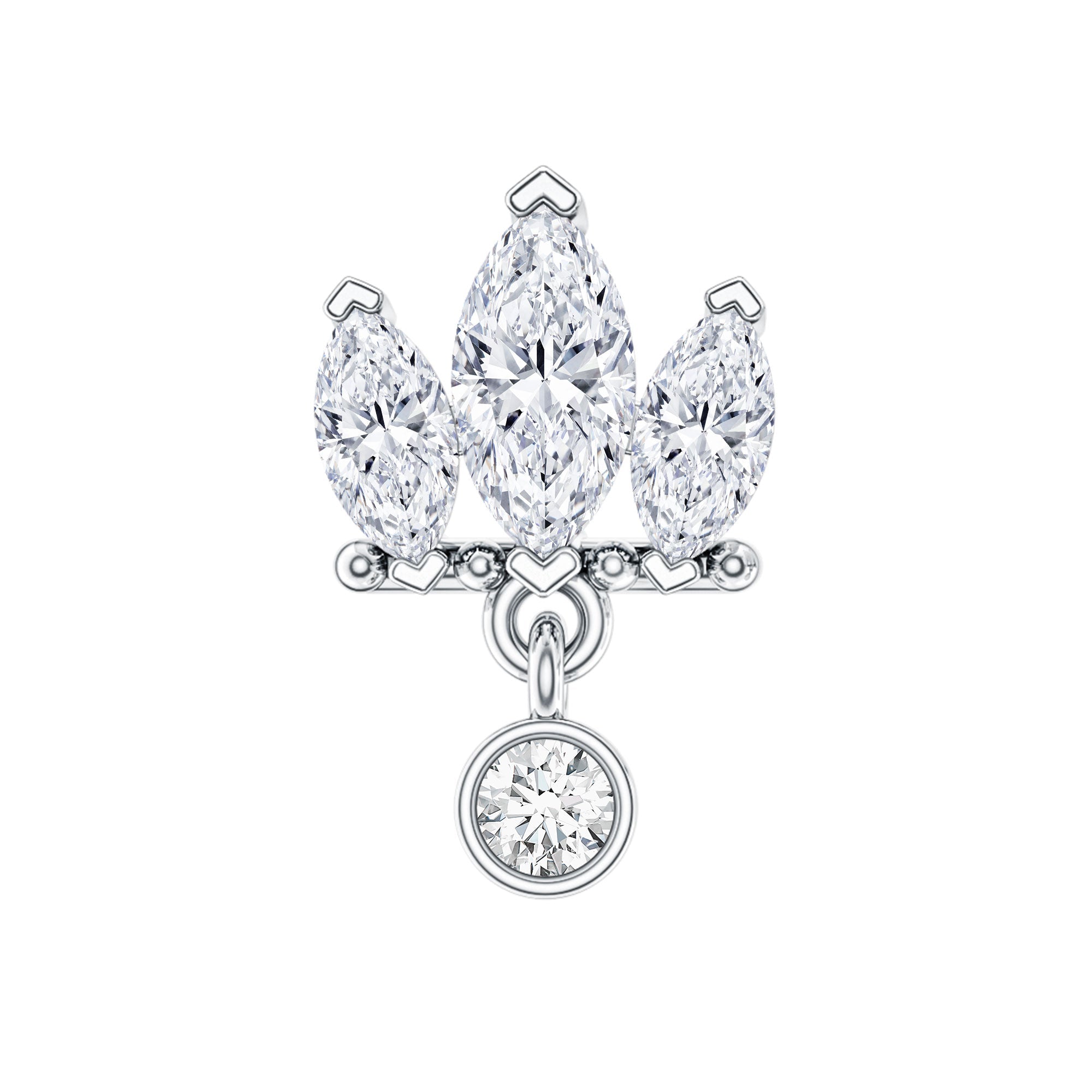 Marquise Moissanite Stud Drop Earring for Helix Piercing