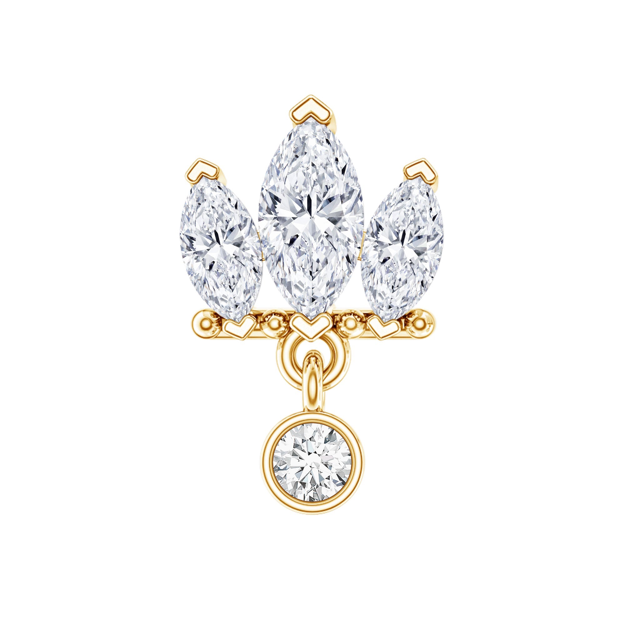 Marquise Moissanite Stud Drop Earring for Helix Piercing