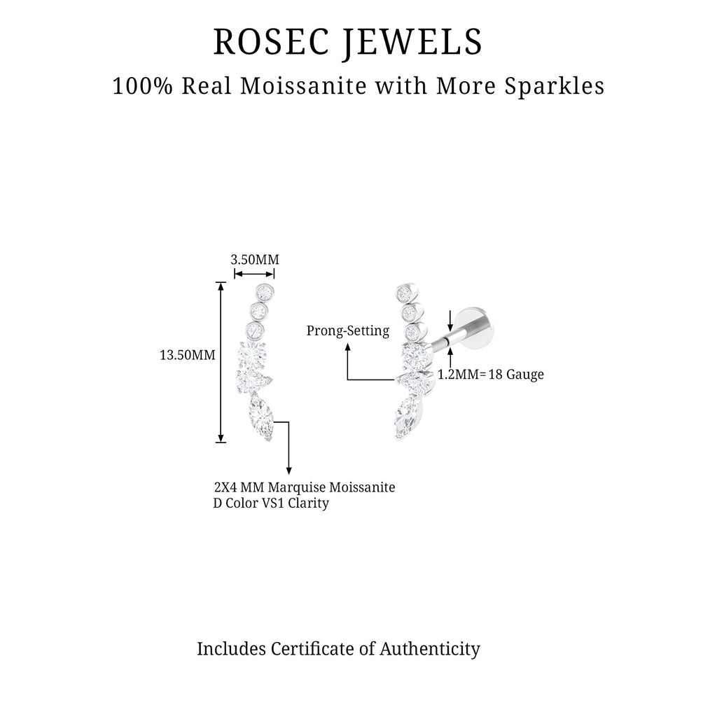 Certified Moissanite Designer Crawler Earring